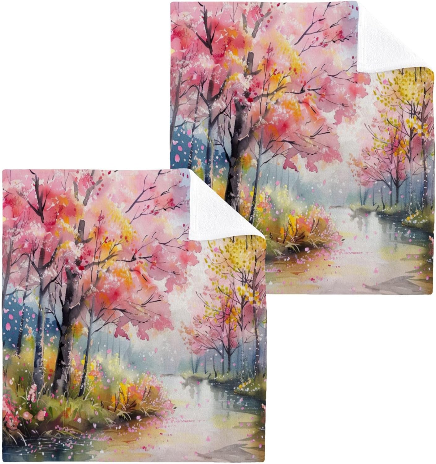 Xigua Blooming Flower Washcloths Set of 2 12x12 Inch