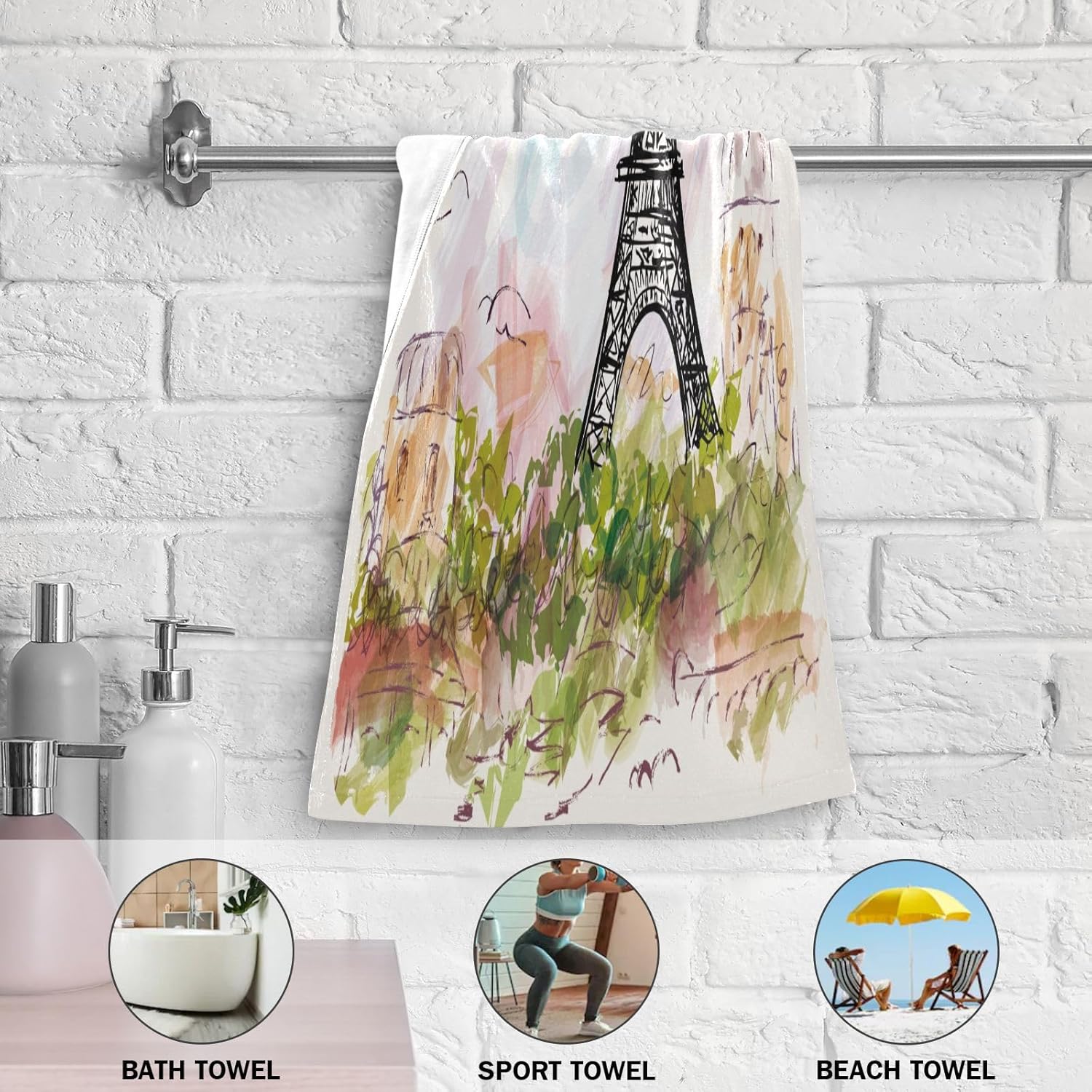 Paris Eiffel Tower Hand Towels for the Bathroom Set of 2