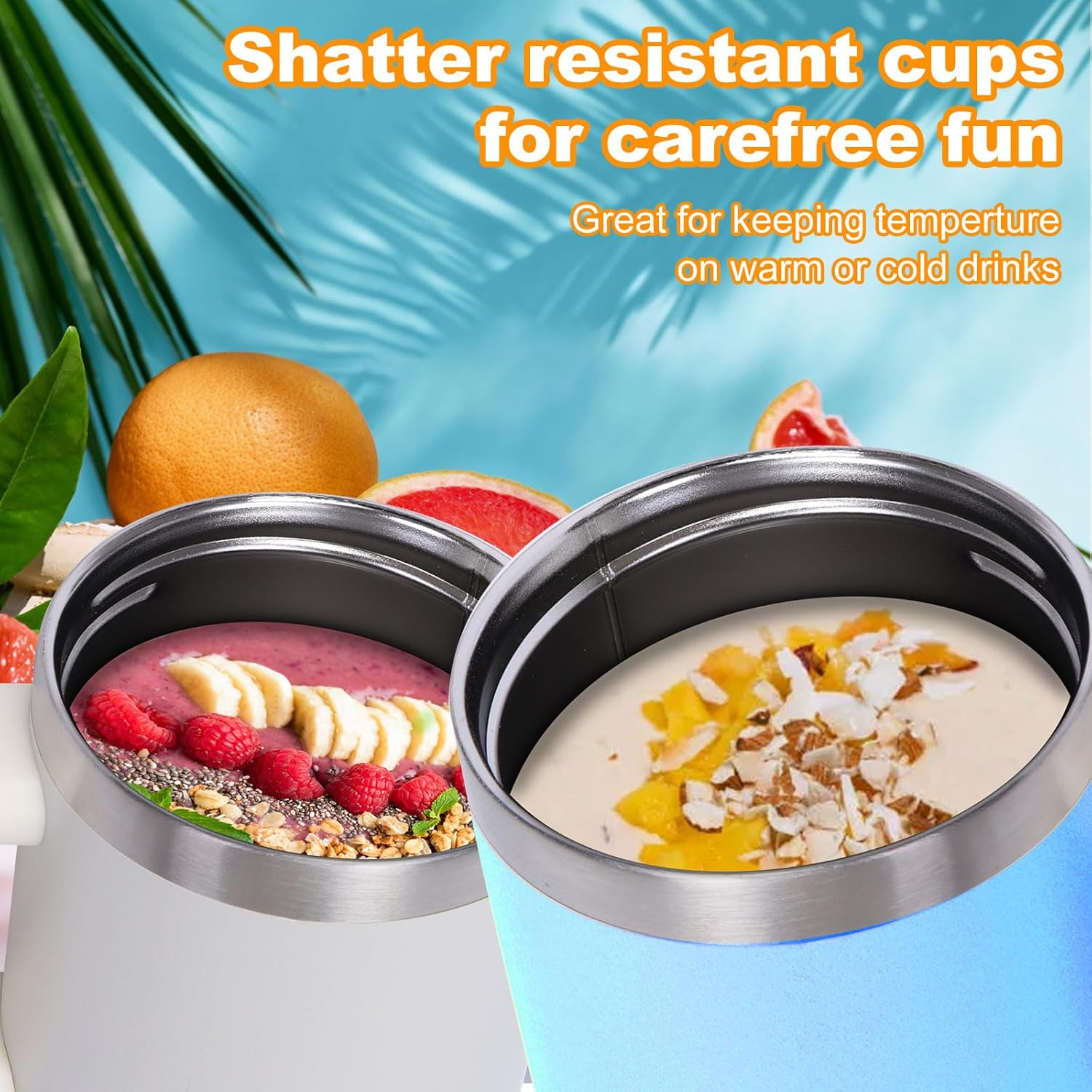 14 oz Insulated Tumbler with Handle and Straw Pink