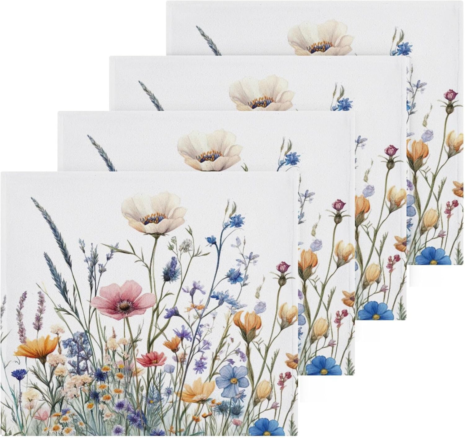 Xigua Wildflowers Washcloths Set of 2 12x12 Inch
