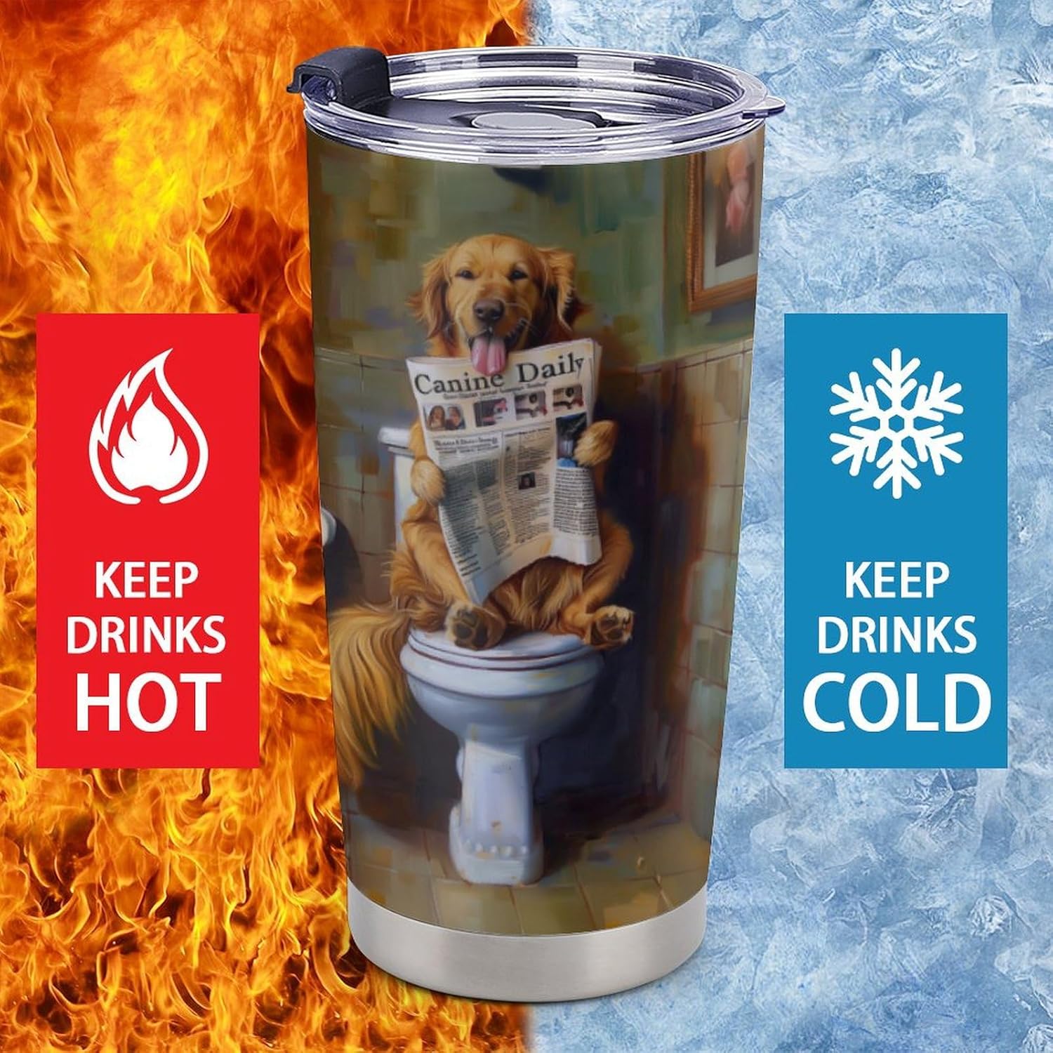 Golden Retriever Travel Tumbler Insulated Stainless Steel 20 oz