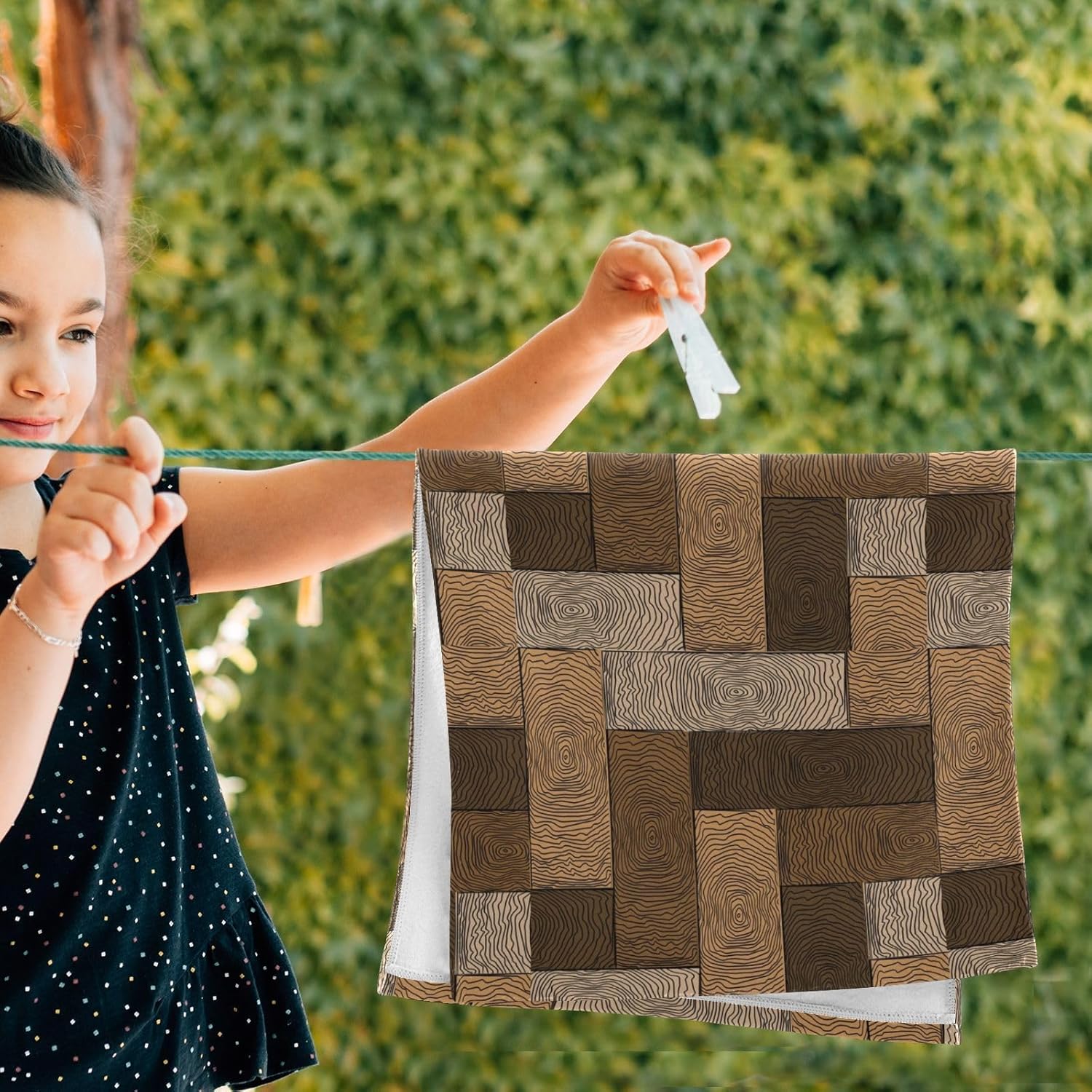 XALOGEER Brown Beige Parquet Hand Towels 14x28