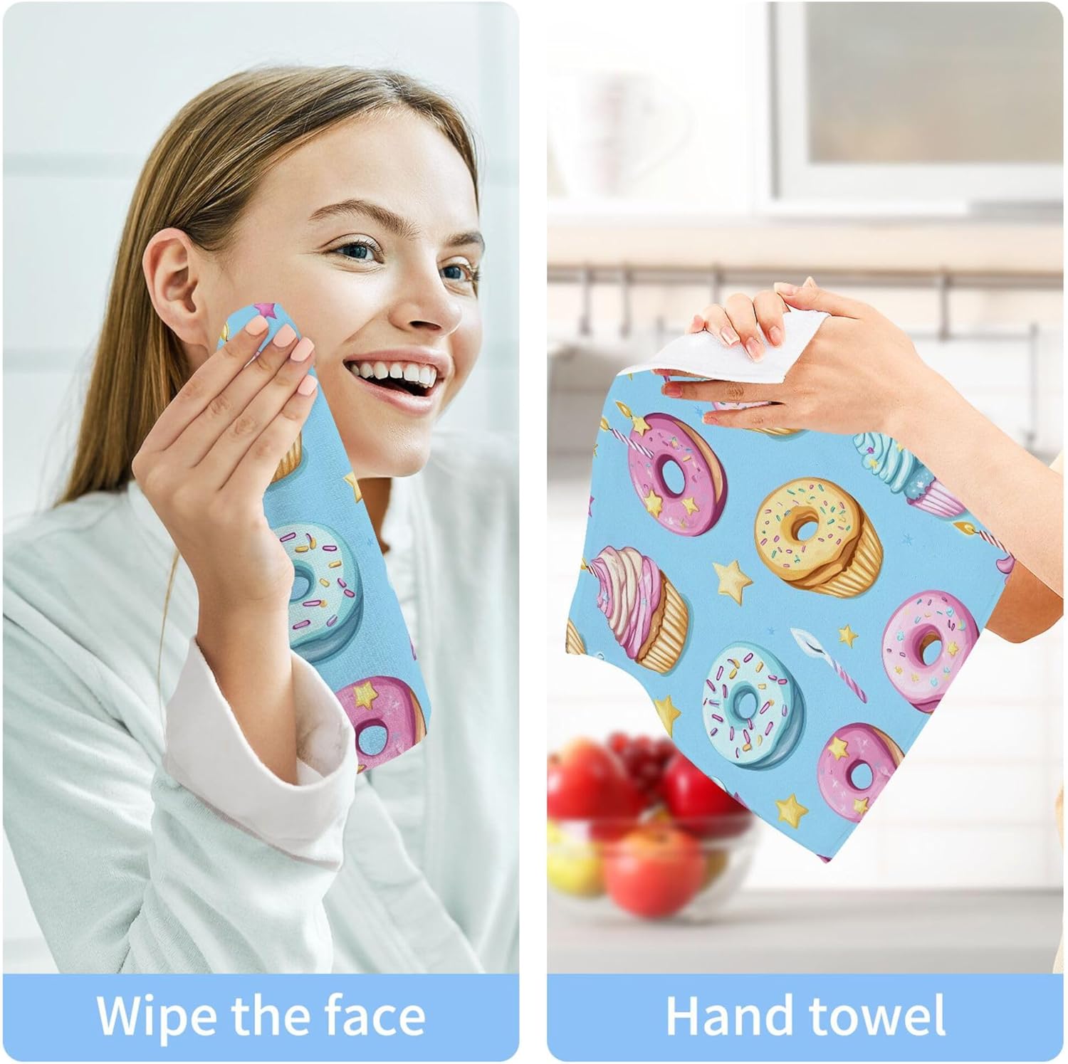 Xigua Cupcakes Washcloths Set of 2 - 12x12 Inch