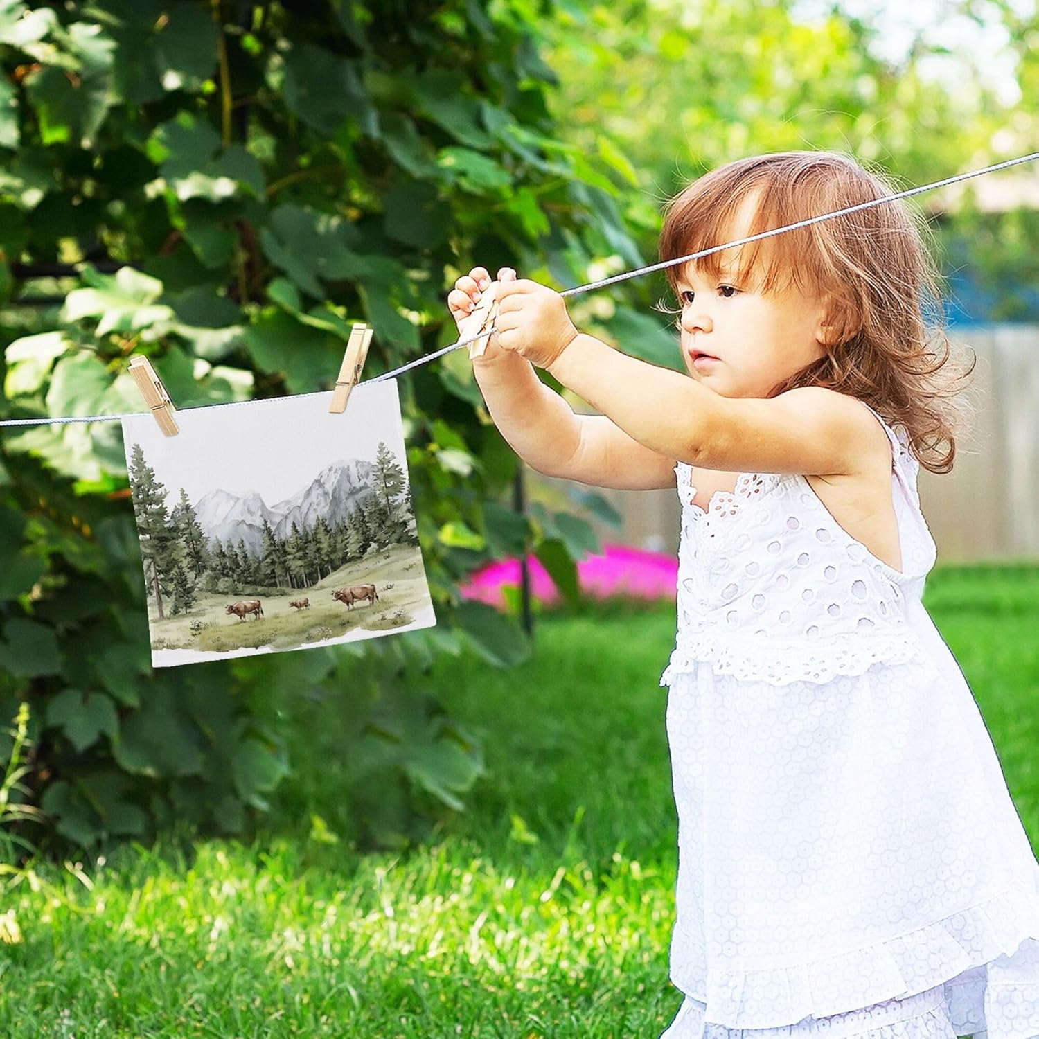Green Trees and Pines Washcloth Set - Eco-Friendly Absorbent Durable