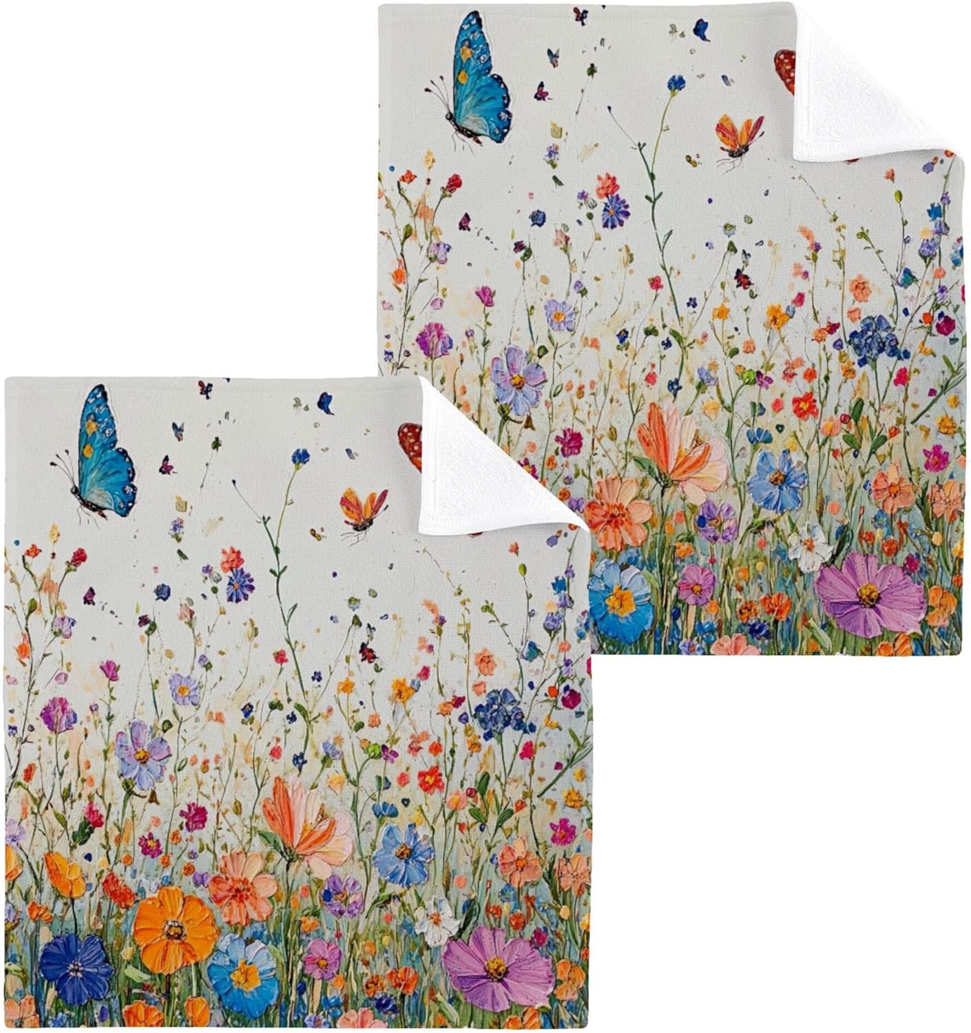 Stunning Xigua Vibrant Wildflowers Washcloth Set for Your Home or Travel