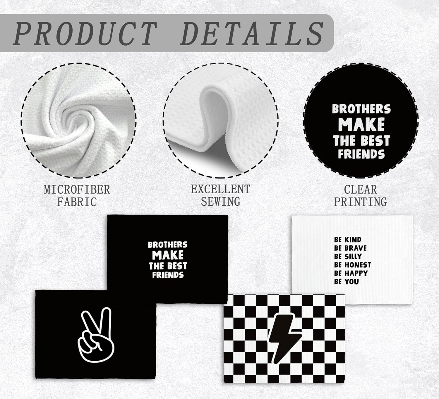 NOQL Black White Checkered Towels Set