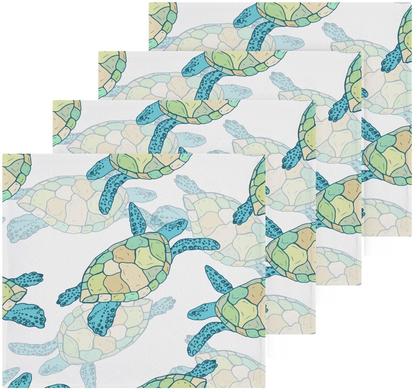 Burbuja 4-Pack Sea Turtle Washcloths Soft Absorbent Reusable