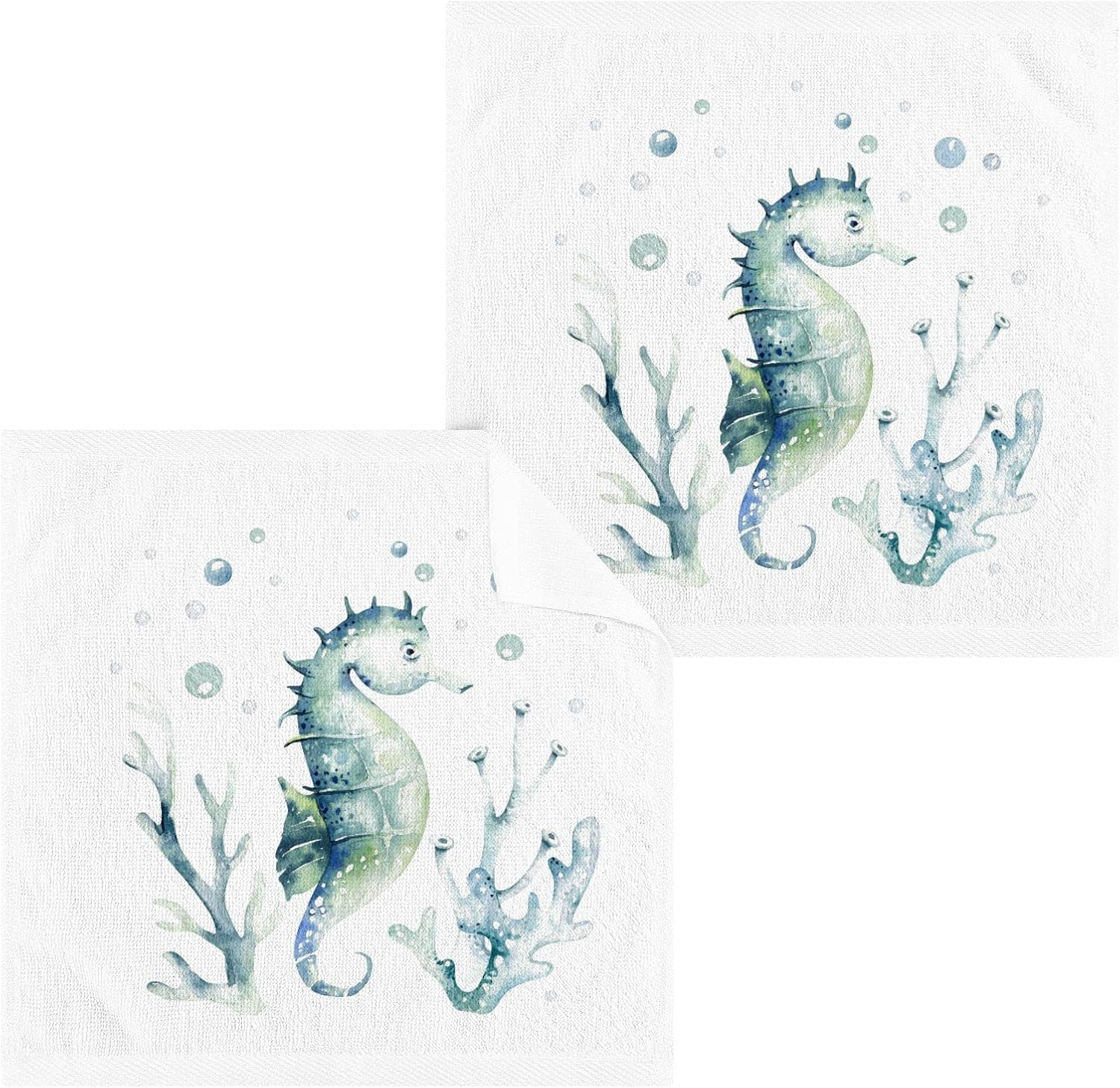 Susiyo Seahorse Cotton Wash Cloths - 12x12 for Face Hand