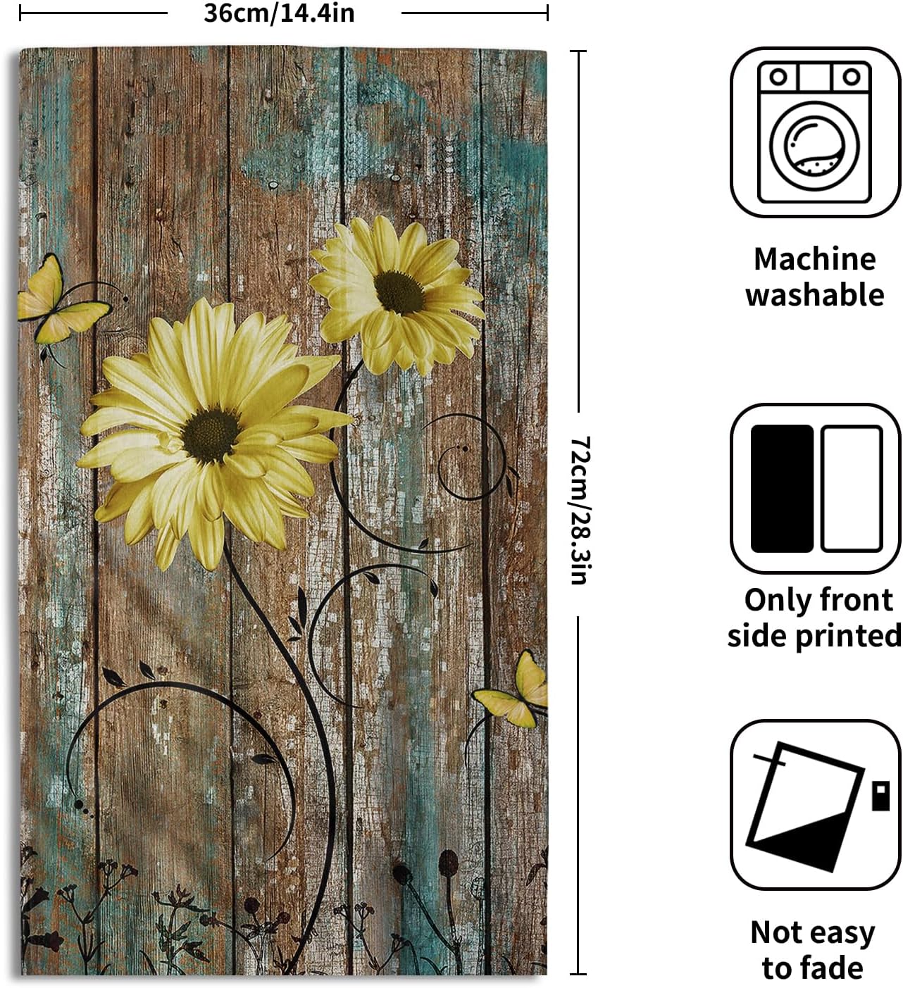 Giwawa Rustic Barn Sunflower Wooden Hand Towel Set