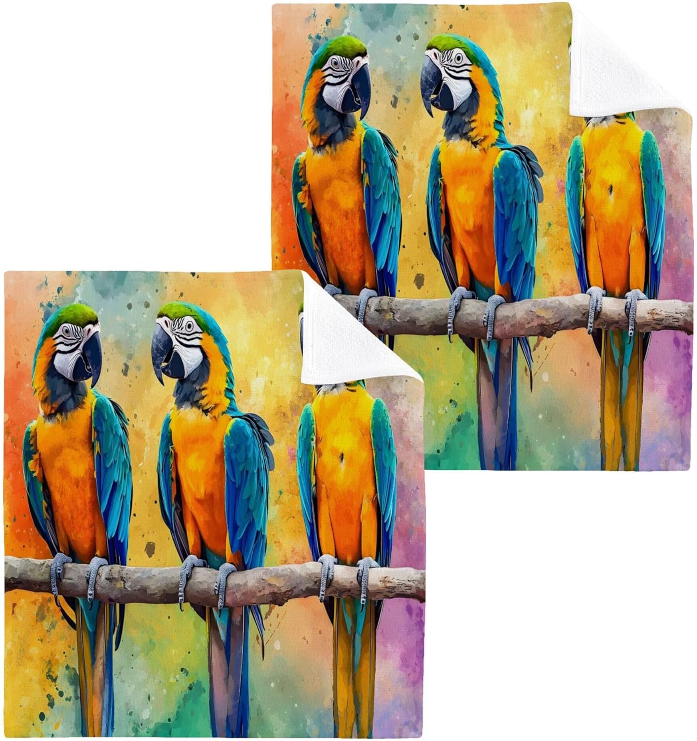 Xigua Parrot Washcloth Set - Fast Drying Multi-Purpose Towels for Bathroom Kitchen