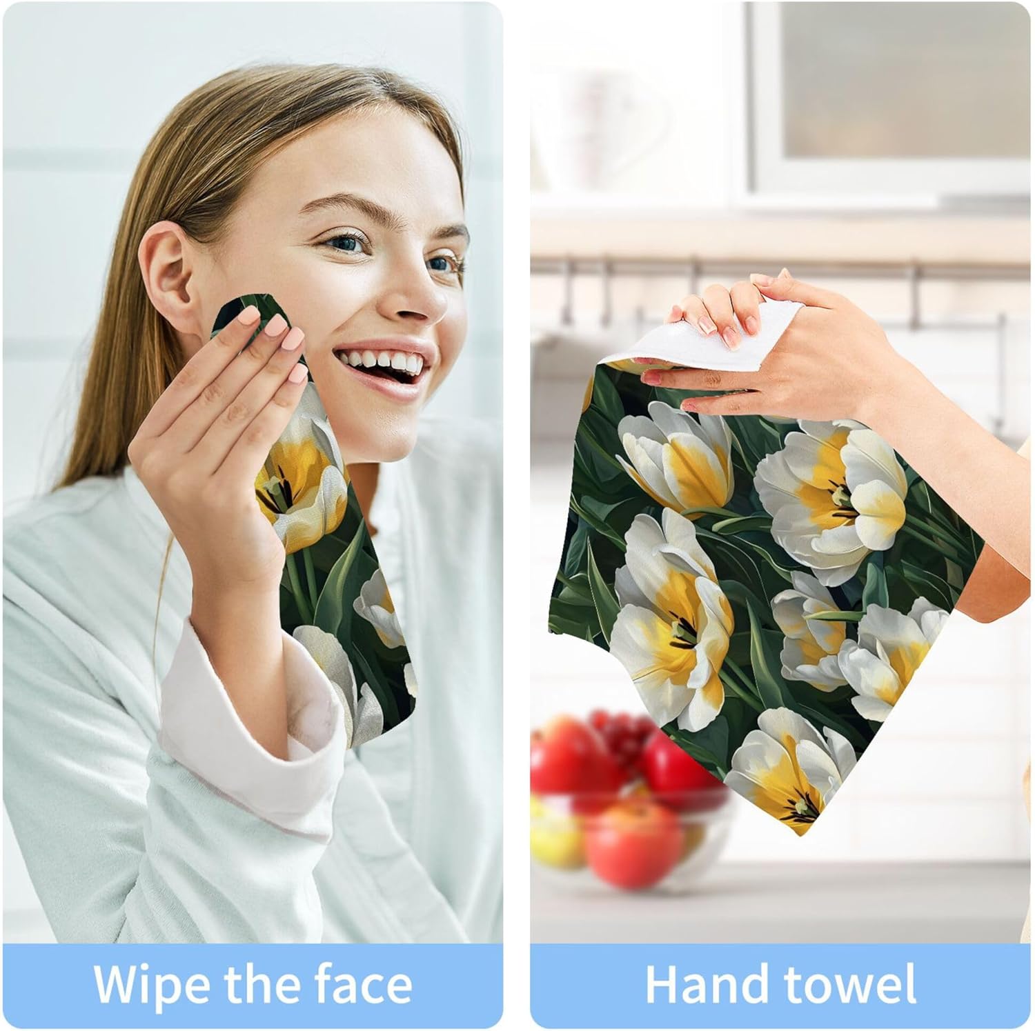Distinctive Yellow Tulip Washcloth Set