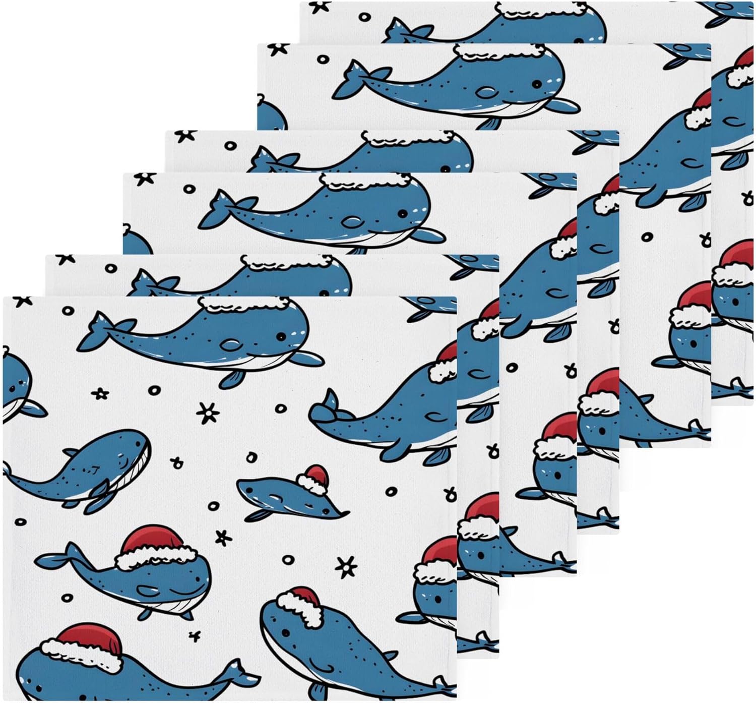 Xigua Blue Whales Washcloths Set of 2 - 12x12 Inch