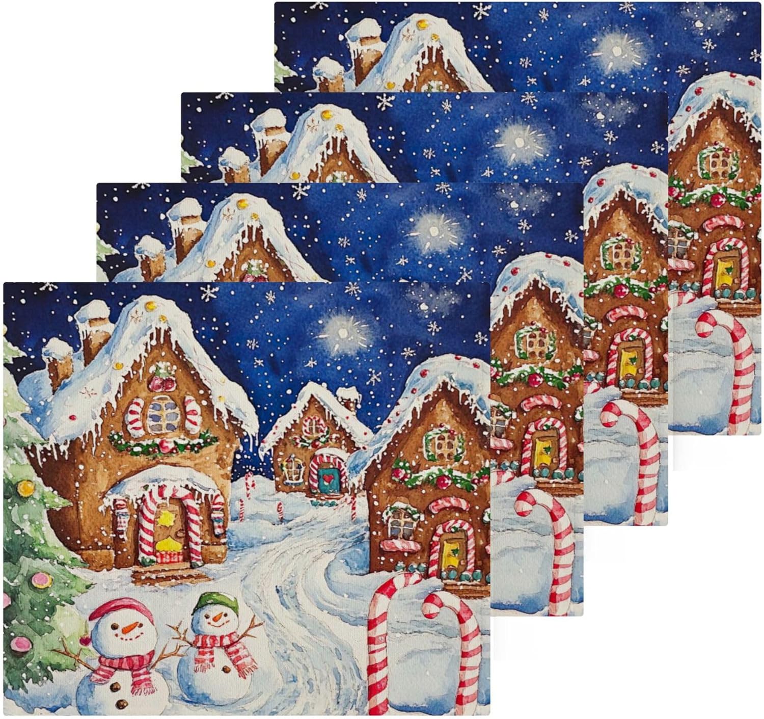 Xigua Christmas Streets Multi-Purpose Washcloth Set for Wash Drying and Cleaning