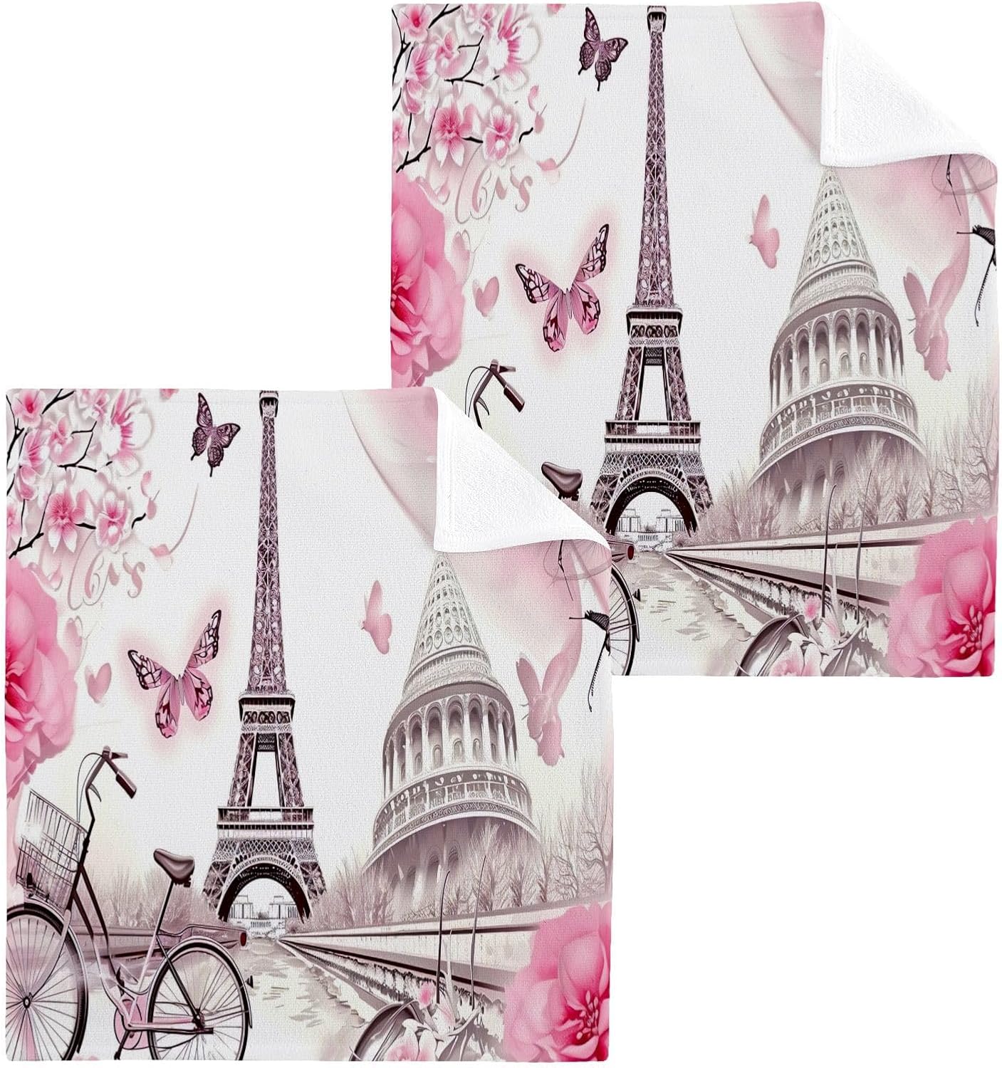 YETTASBIN Eiffel Tower Washcloths 2 Pack