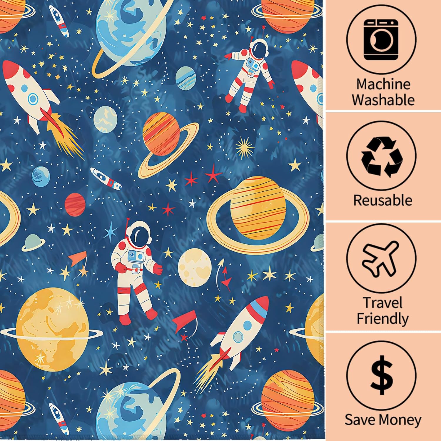 AmePay Cute Space Hand Towels 2 Pack Blue Astronaut Pattern