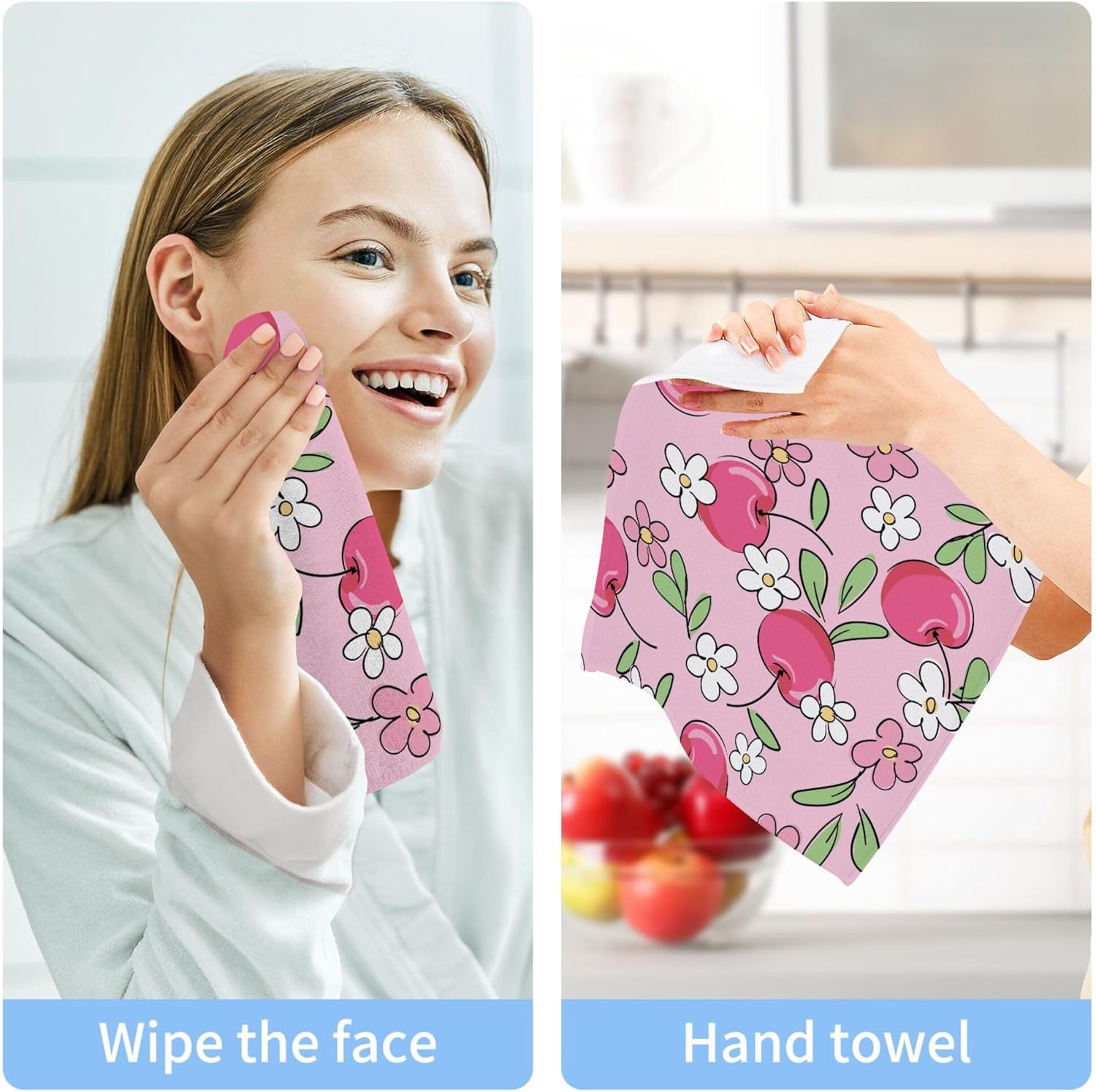 Xigua Cute Cherry Washcloths Set of 2 12x12 Inch