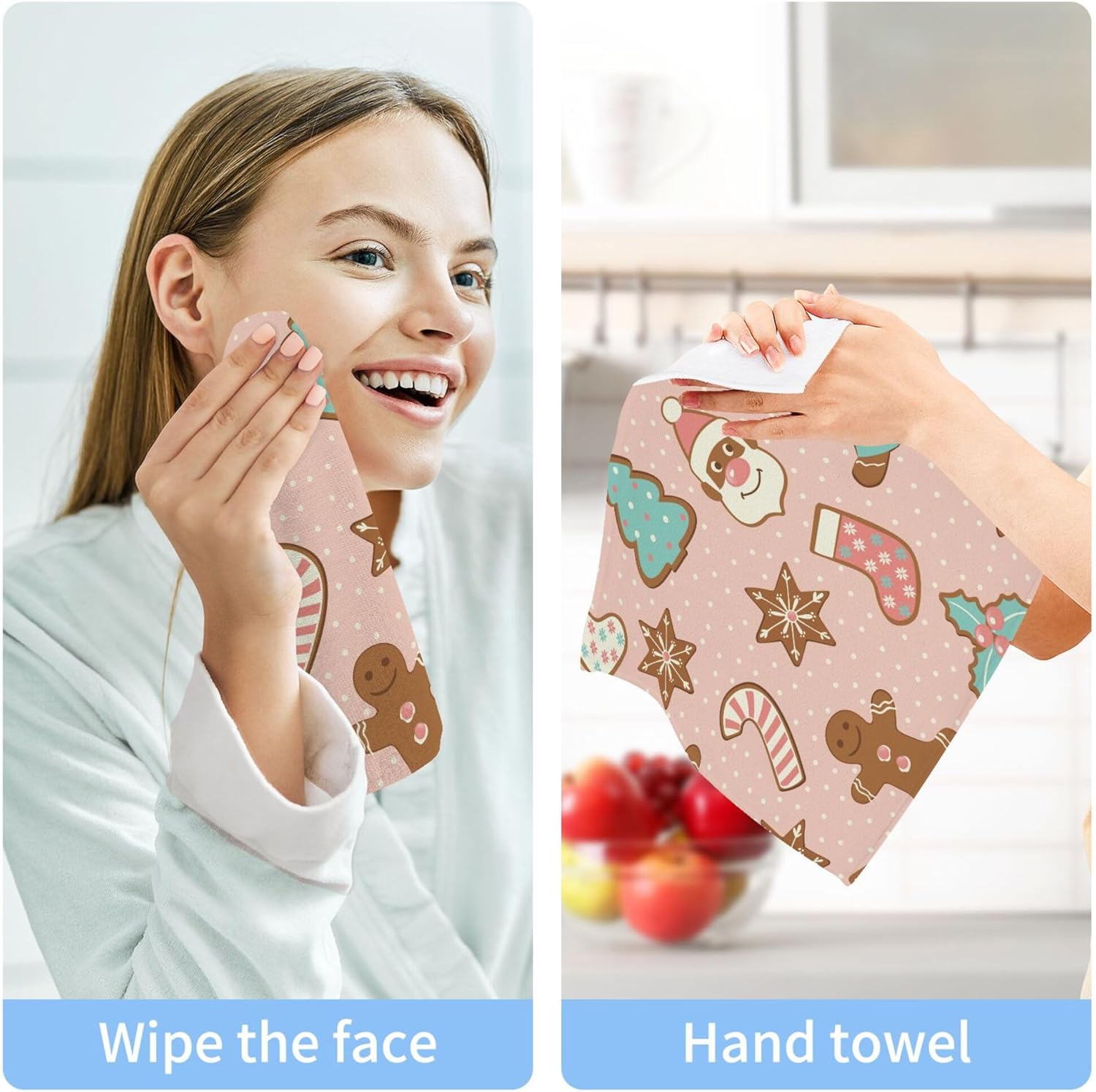 Xigua Christmas Face Towels Set Fast Drying Non-Toxic Multi-Purpose