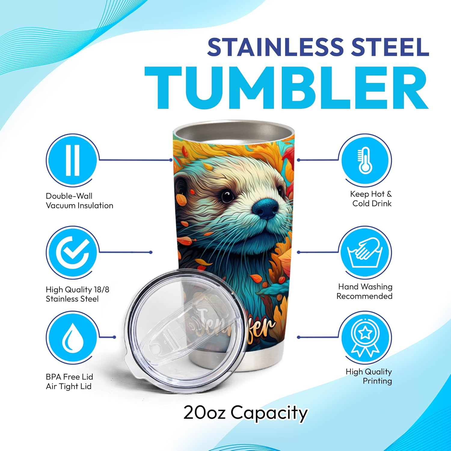 Hyturtle Otter Lovers Personalized Tumbler
