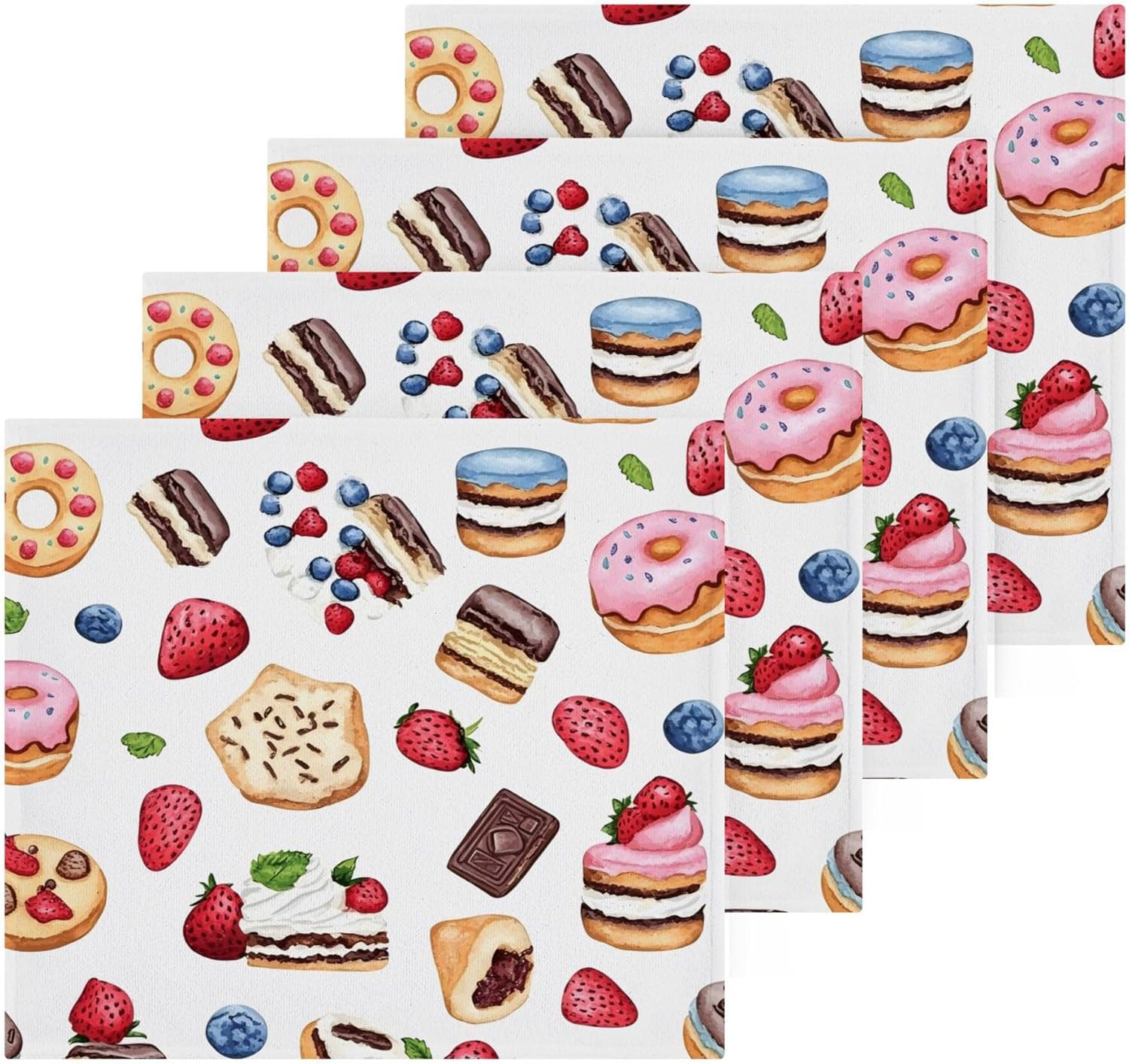 Xigua Cute Watercolor Sweets Washcloths Set of 2