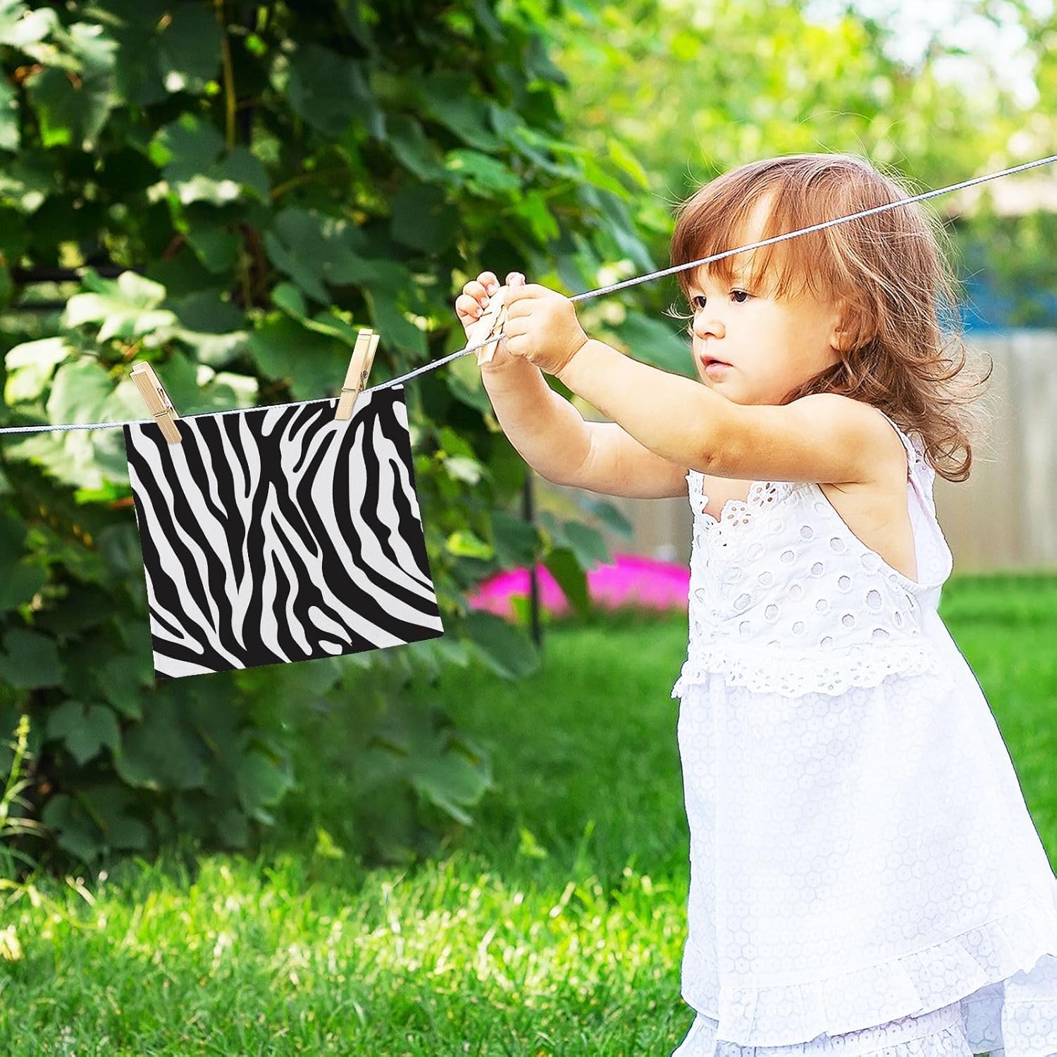 FUGIDOG Zebra Print Cotton Washcloth Set - Soft Absorbent Face Towels