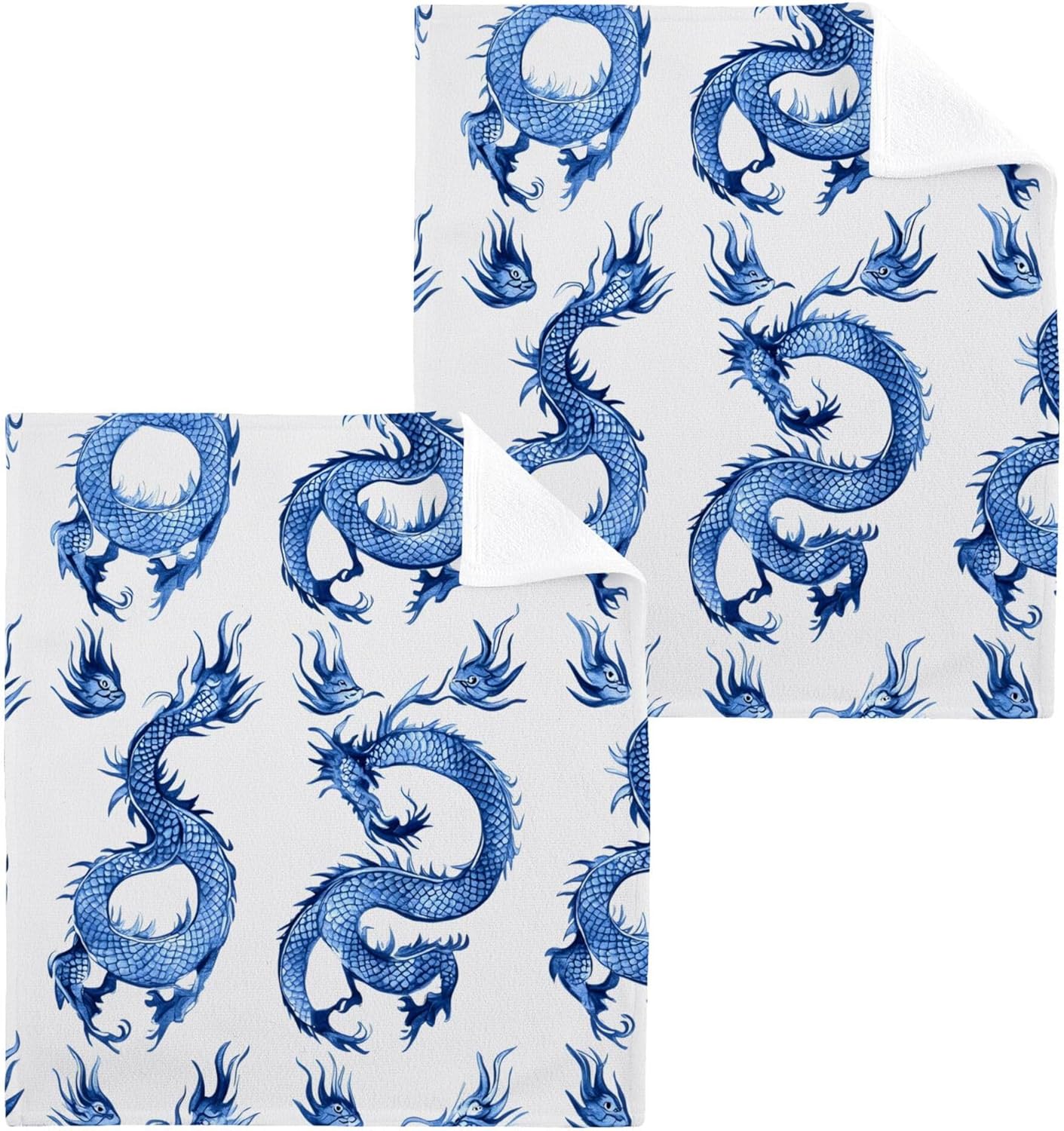 Xigua Blue Dragons Ultra Soft Washcloth Set
