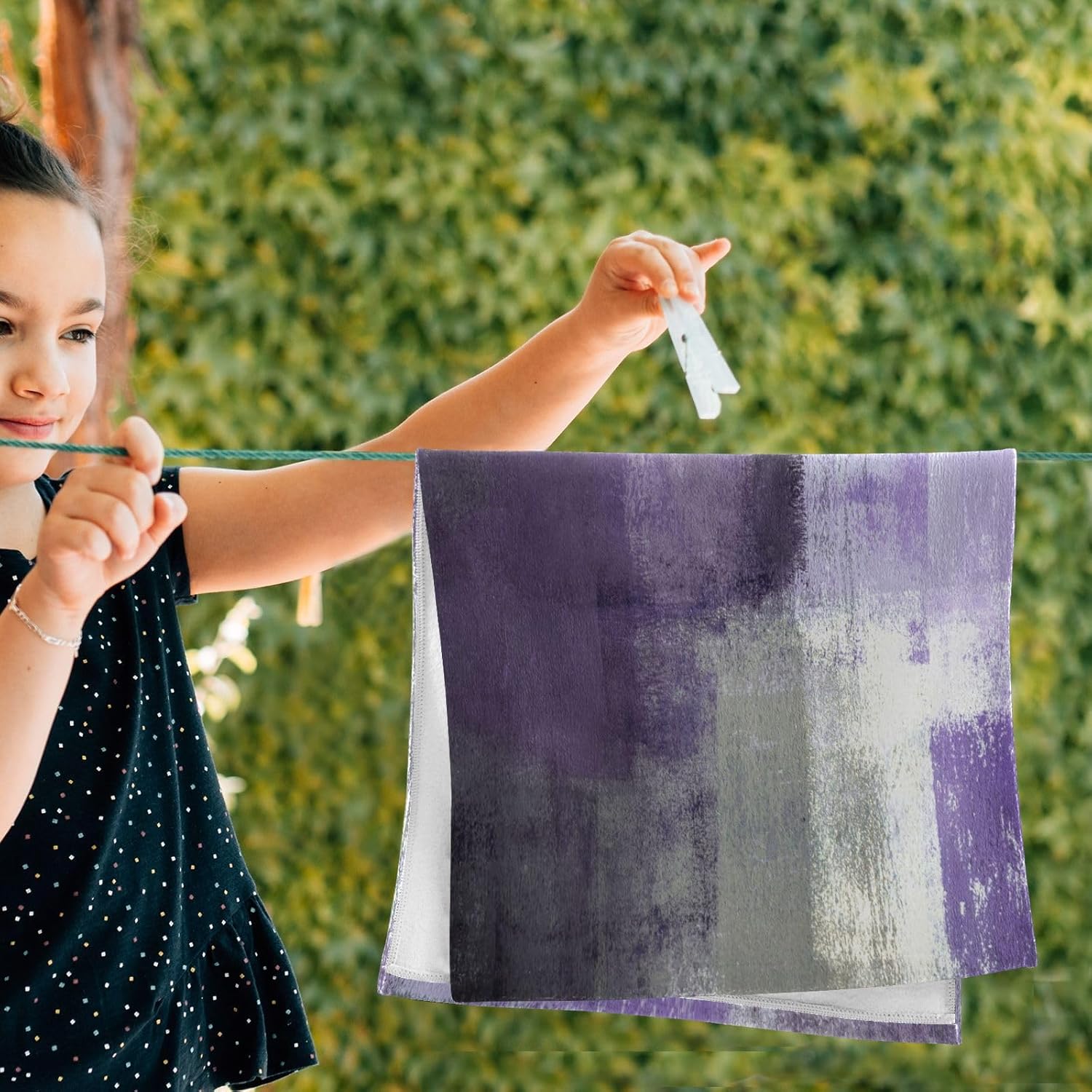 Purple Grey Hand Towels for Bathroom 2 Pack