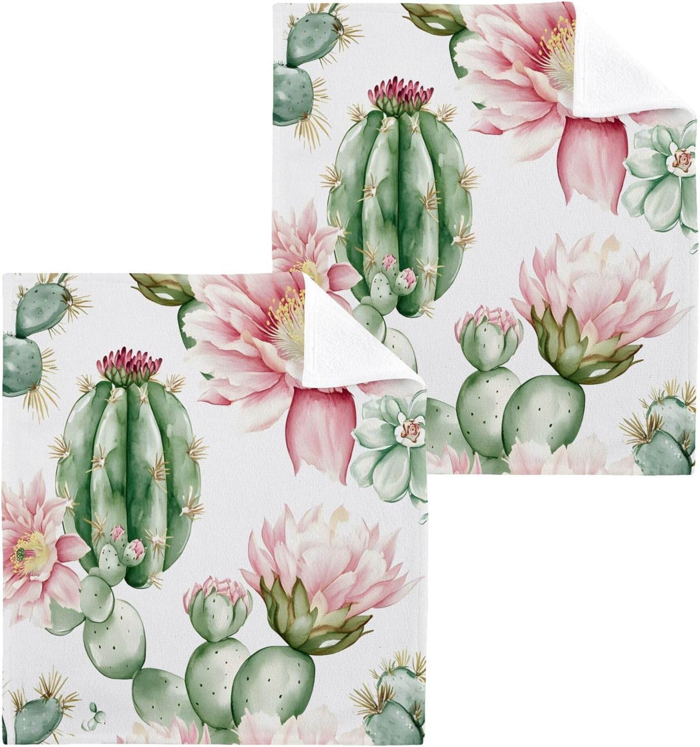 Xigua Cute Cacti Fast-Drying Washcloth 12x12-Inch Set