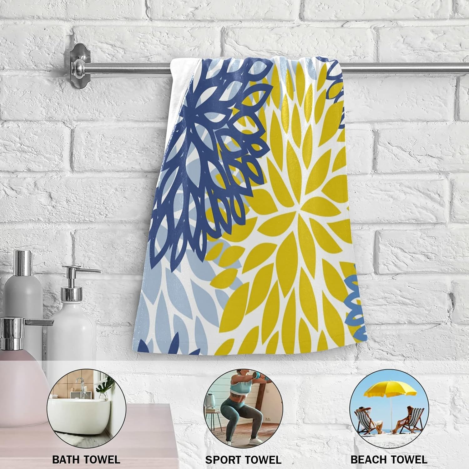 Sukiyo Exquisite Floral Chrysanthemum Hand Towels Set of 2