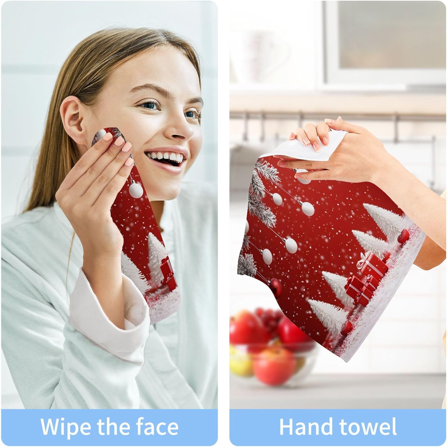 Xigua Christmas Washcloths Set of 2 12x12 Inch 1