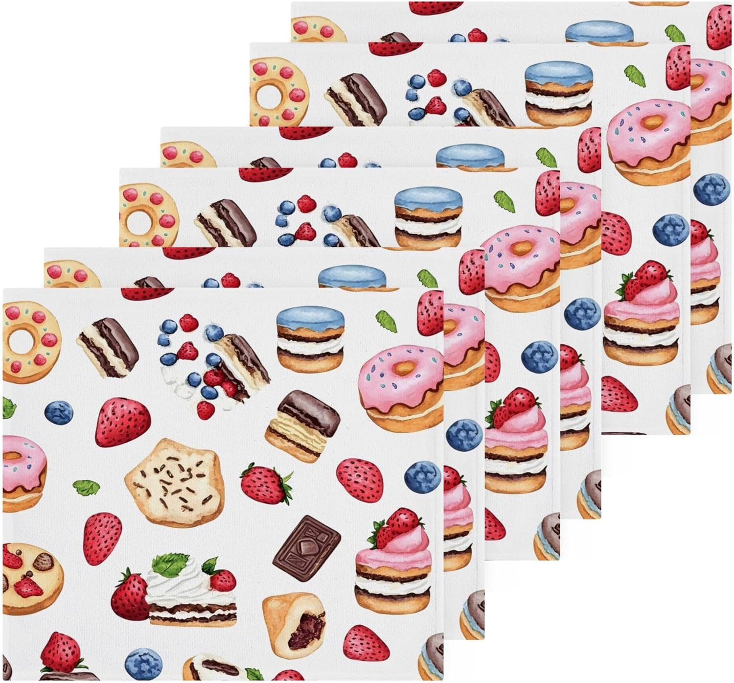 Xigua Cute Watercolor Sweets Washcloths Set of 2