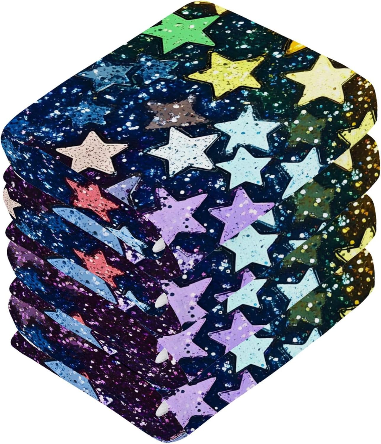 Xigua Rainbow Stars Washcloths Set of 2 - 12x12 Inch