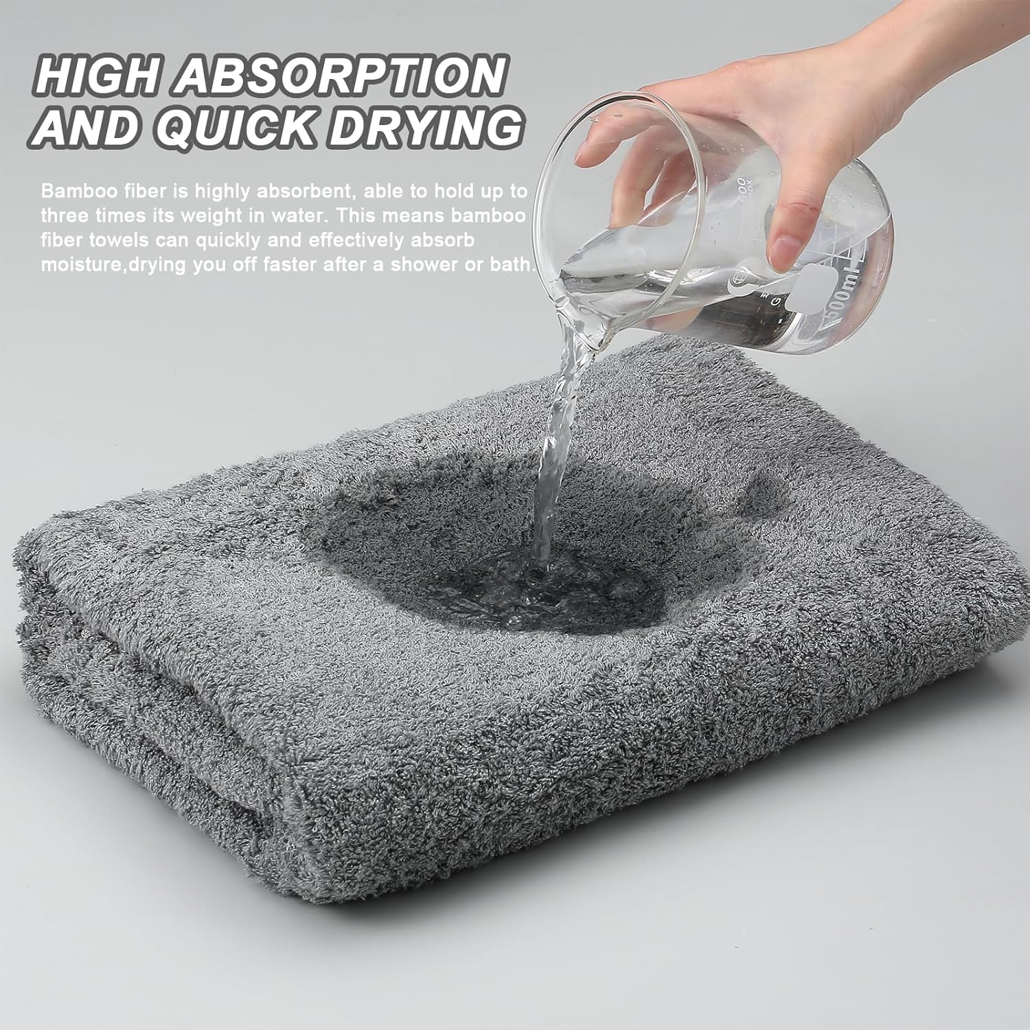Aibaser 6 Piece Bath Towel Set - Grey