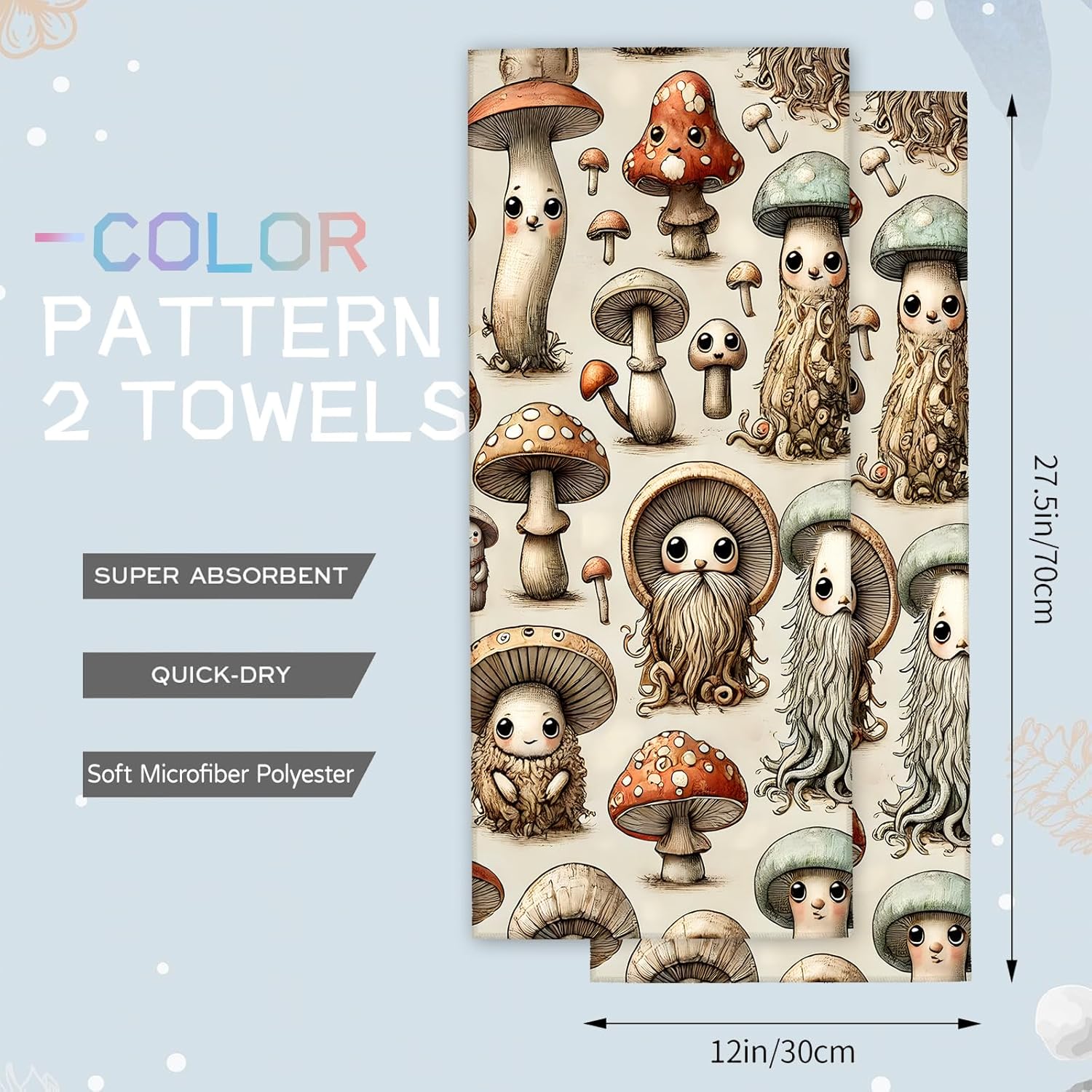 Mushroom-shaped Hand Towels for Women Girls 2-Pack