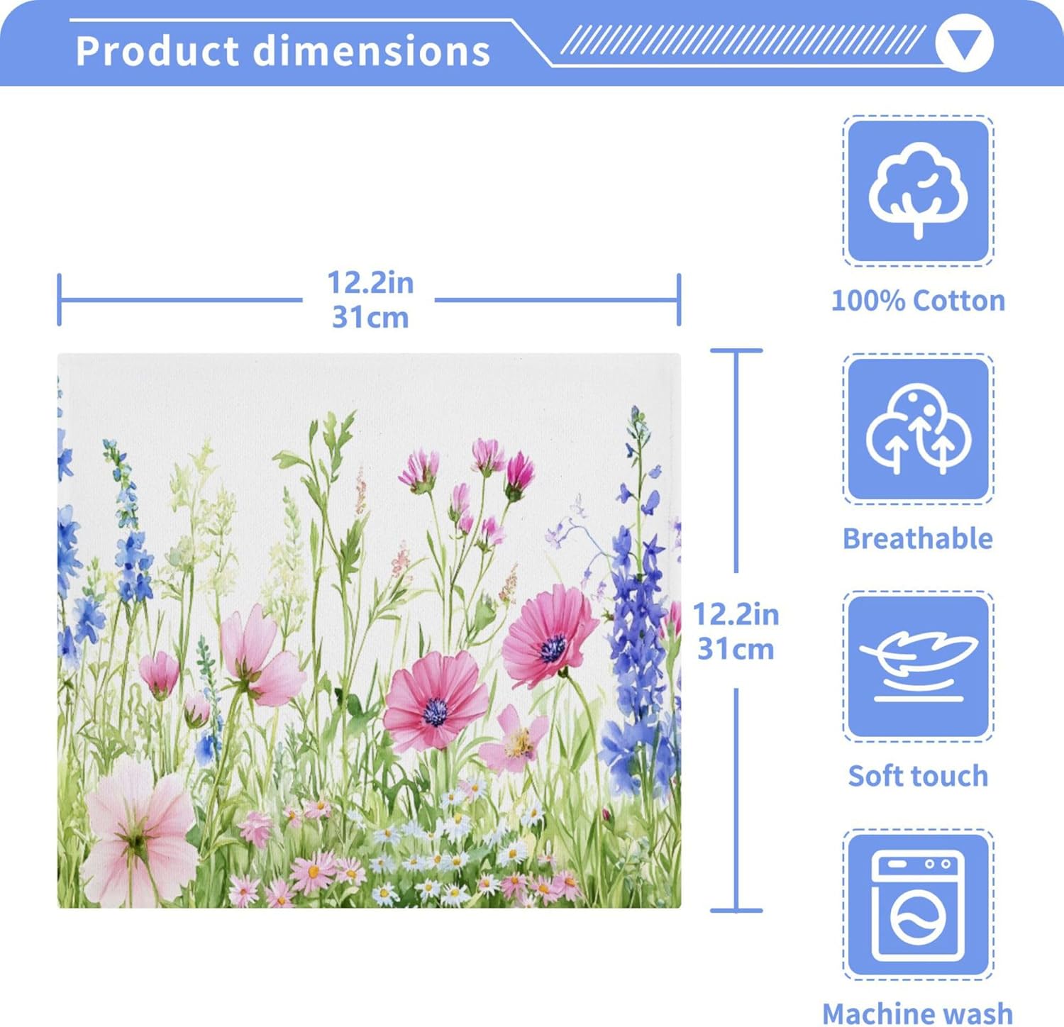 xigua Colorful Wildflowers Washcloth Set