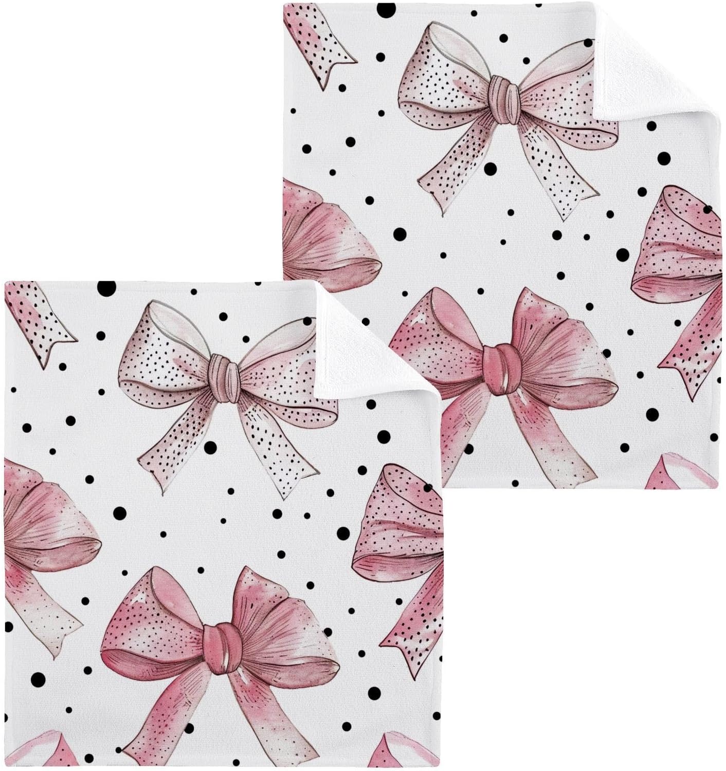 YETTASBIN Bow Pink Washcloths 2 Pack