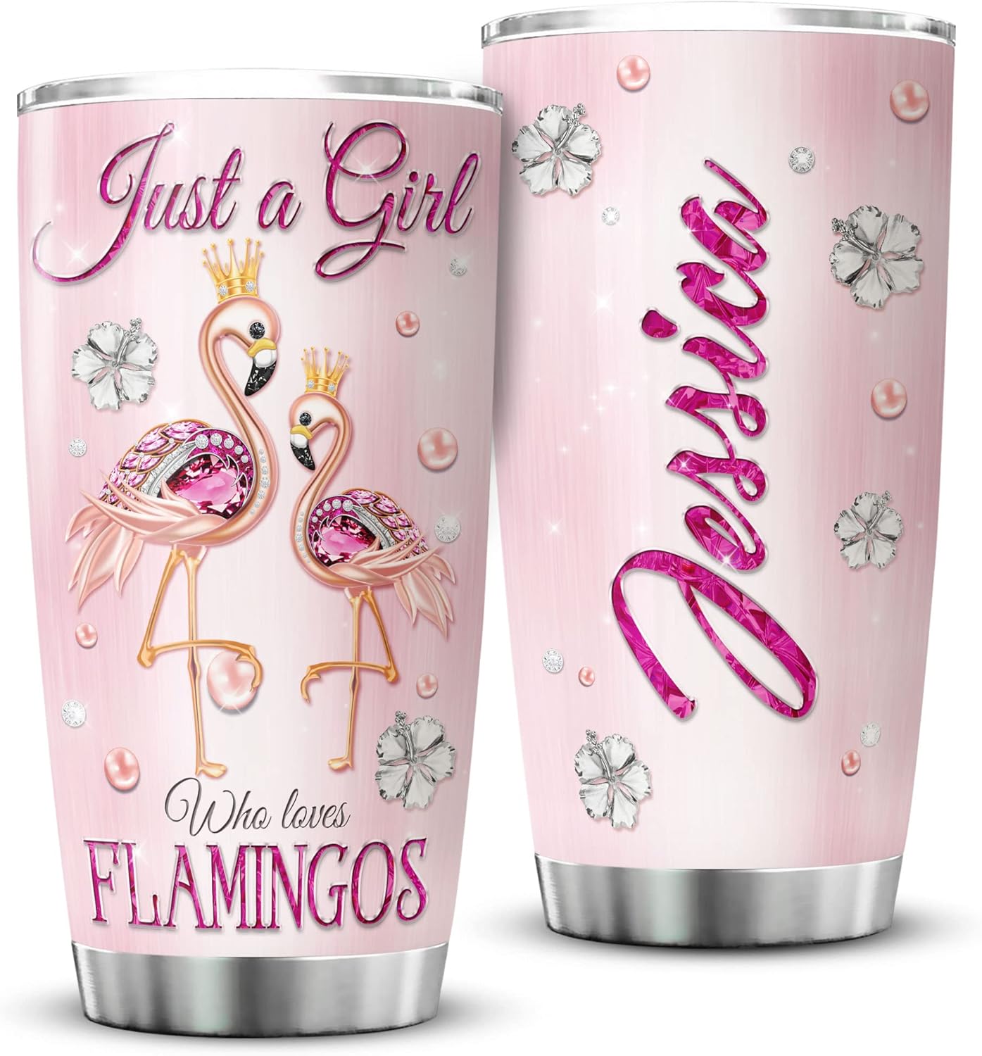 ZOXIX Flamingo Tumbler Personalized Name - Cute Jewelry Style for Girls