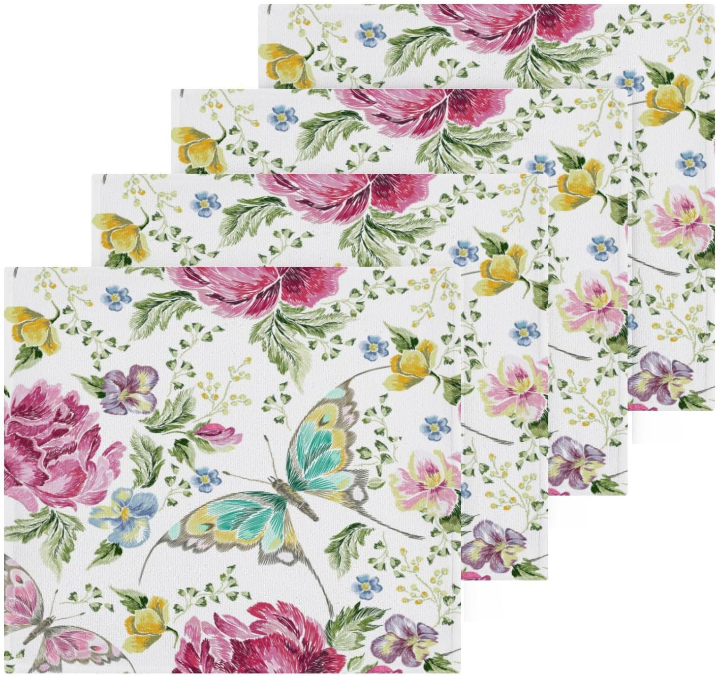 ALAZA Floral Roses Violets Washcloth Set