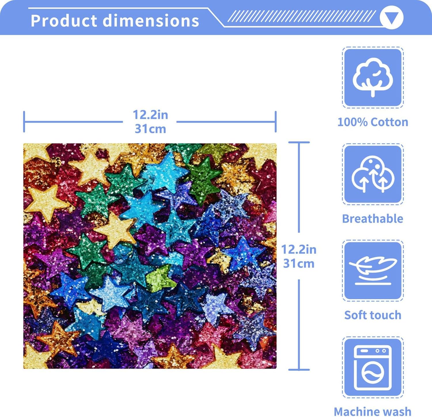 Xiuga Rainbow Colors Star Washcloth Set