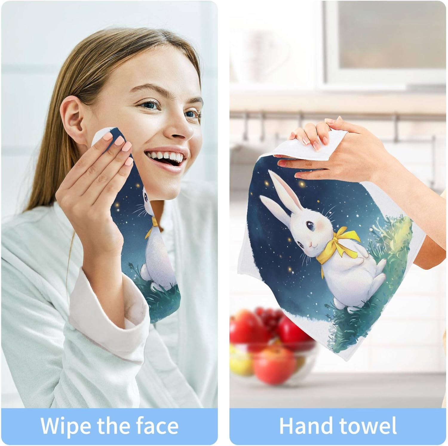 Xigua Cartoon Rabbit Washcloth Set - Fast Drying Portable and Durable