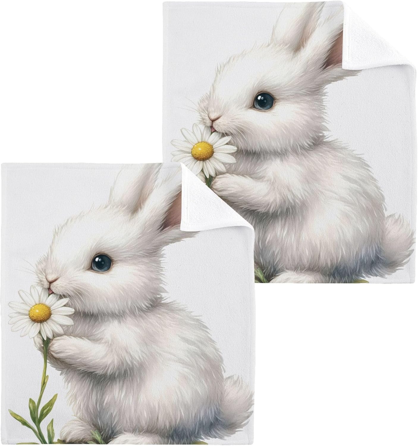 Kigai Bunny with Daisy 2 Pack Washcloths 1