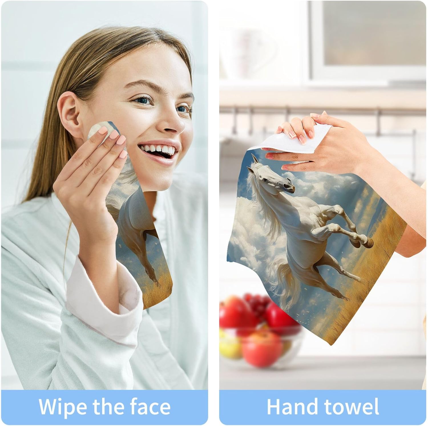 Horseback Riding Fast Drying Washcloths for Bathroom Spa and Kitchen