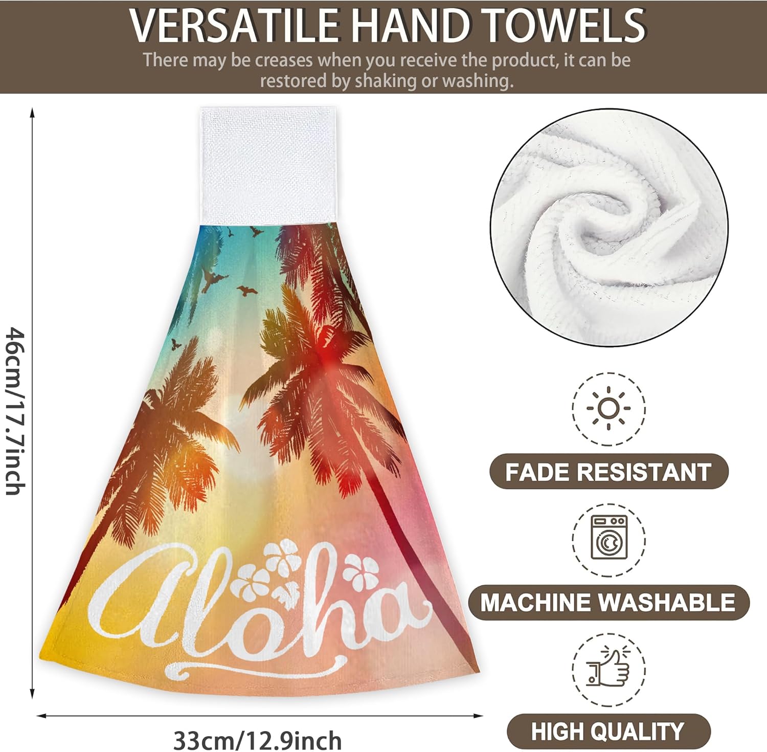 CIAIDU Summer Beach Palm Fingertip Hand Towels