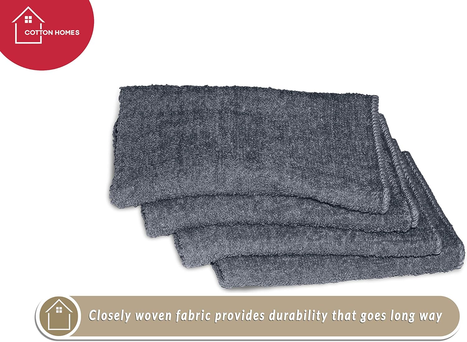 100 Cotton Washcloth Set 50 Pack 11x11 Grey with Free Apron