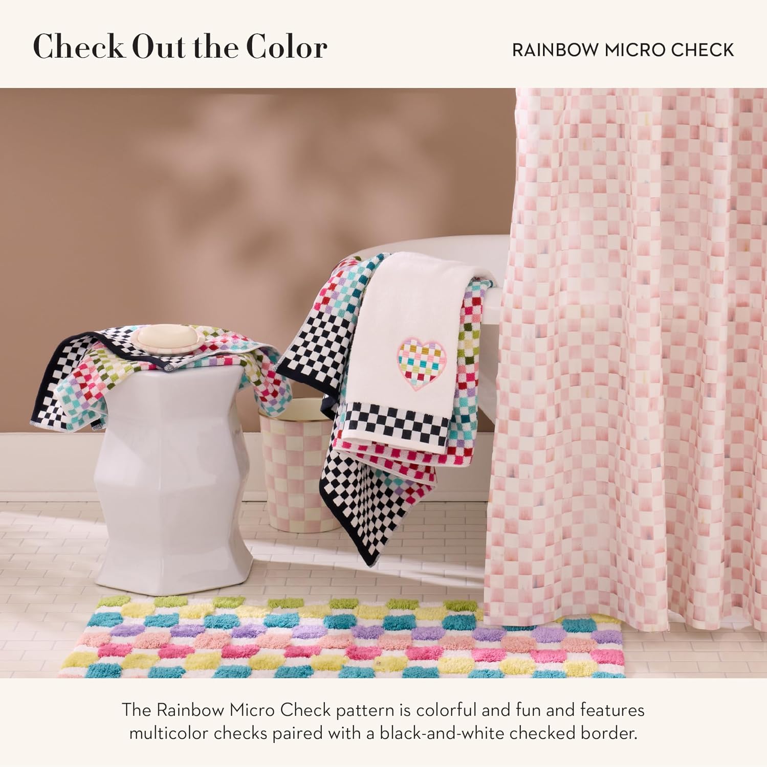 Cutie Rainbow Micro Check Hand Towel