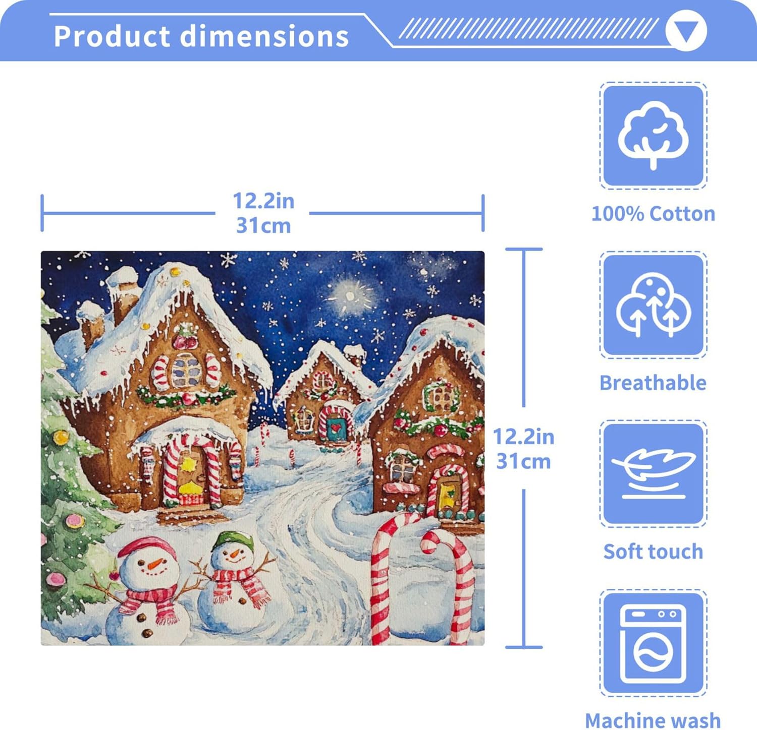 Xigua Christmas Streets Multi-Purpose Washcloth Set for Wash Drying and Cleaning