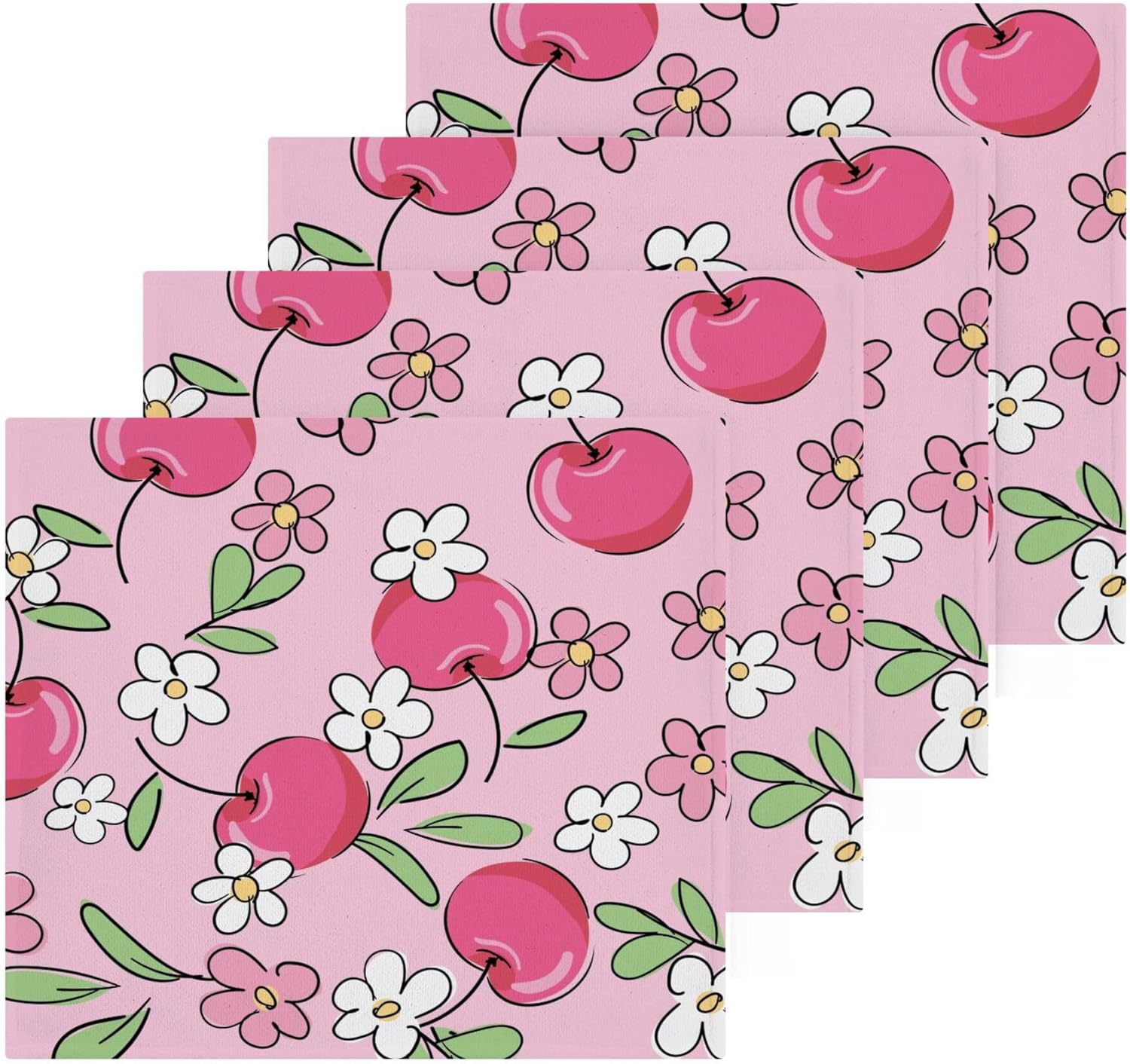 Xigua Cute Cherry Washcloths Set of 2 12x12 Inch