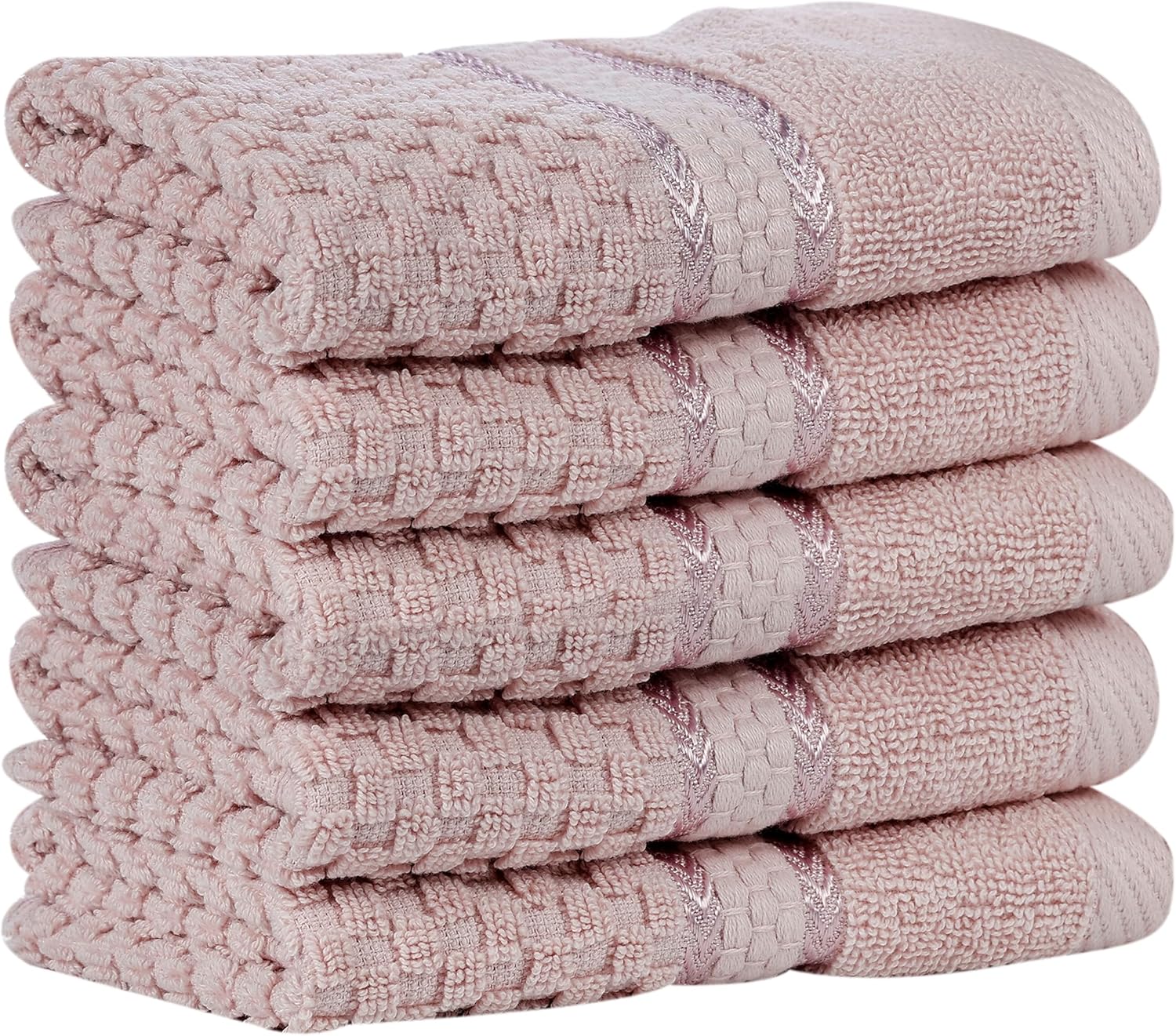 100 Cotton Soft Pink Washcloths Set of 5