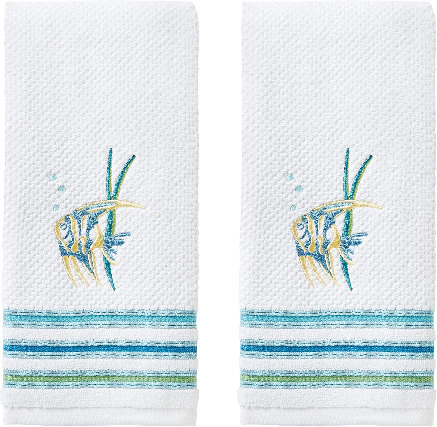Elegant Ocean Watercolor Hand Towels White 2-Pack
