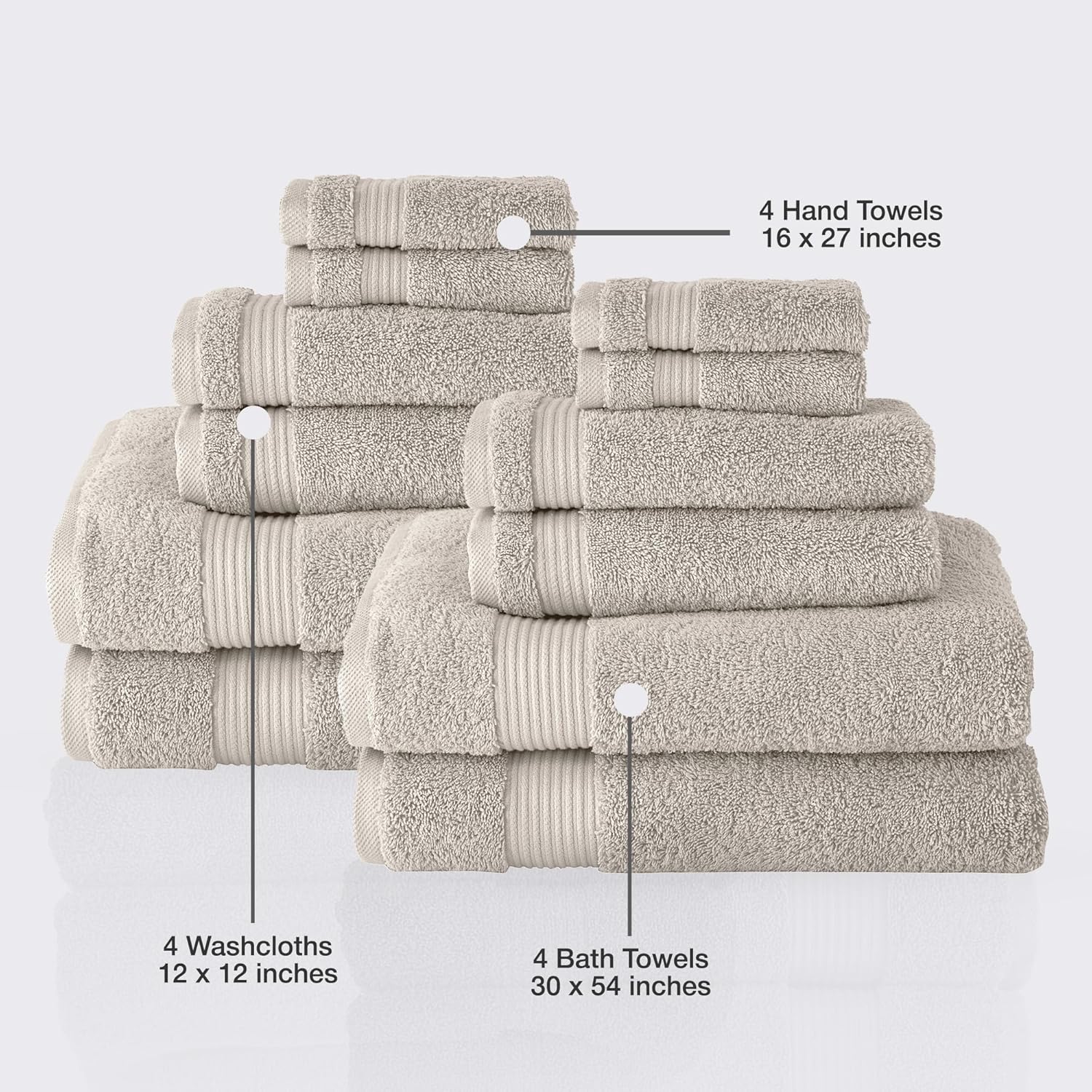 Classic Turkish Towels CTT 12 Piece Family Set