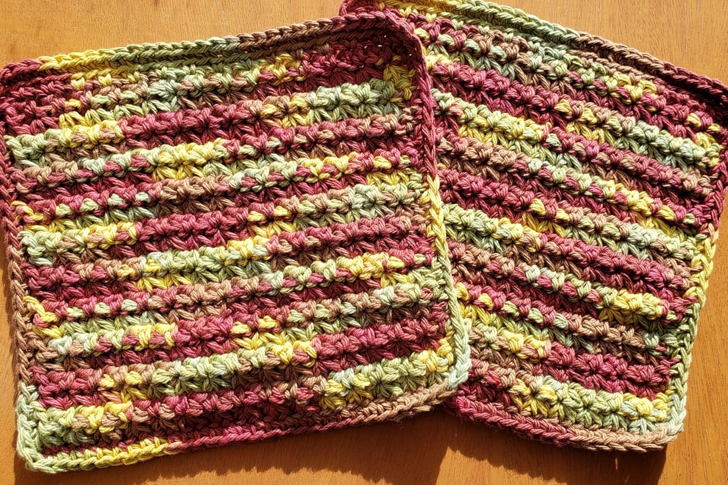 Handmade Autumn Leaves Washcloths Dishcloths Set